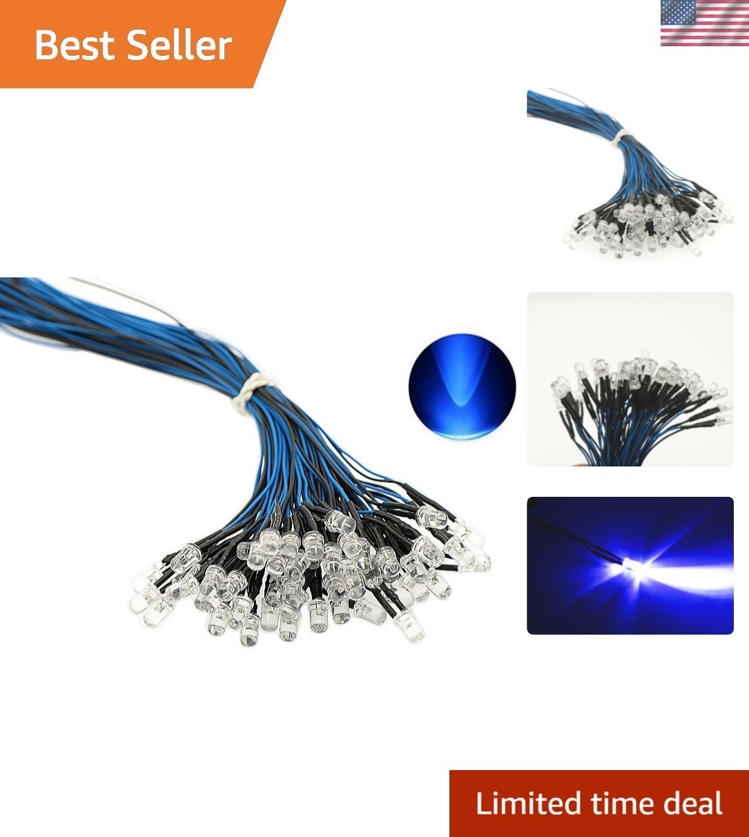 50PCS Ultra Bright 12v Pre Wired LED Diodes Light -Blue