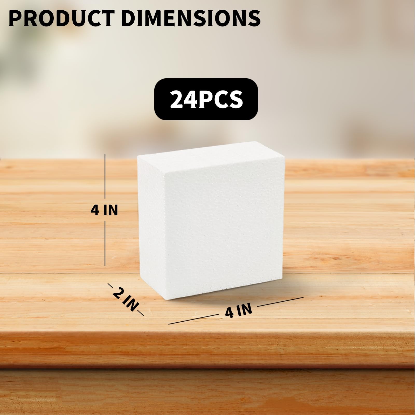 24 Pcs 4x4x2″ White Craft Foam Blocks Polystyrene Bricks For School DIY Craft