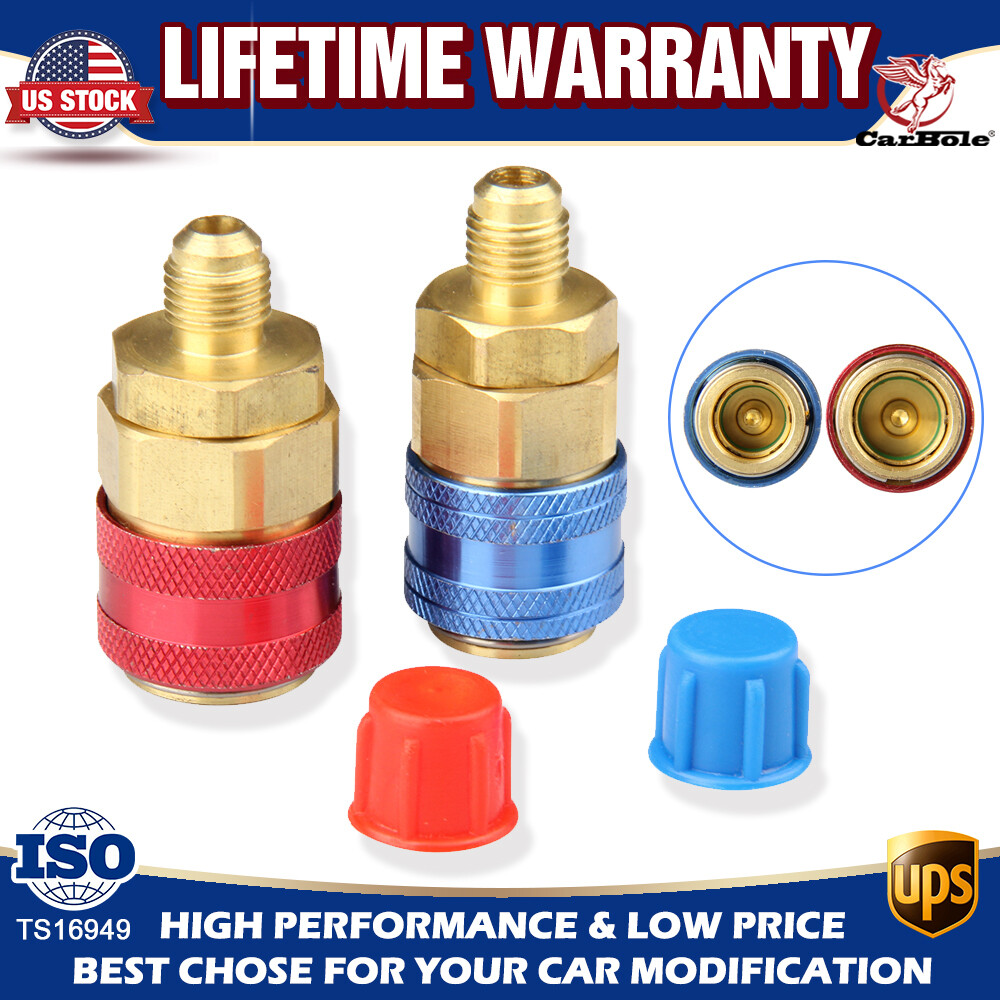 2X NEW Quick Connector Adapter Coupler Auto AC Manifold Gauge Low & High HVAC US