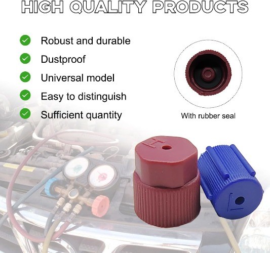 10-Piece 13mm & 16mm AC Service Port Caps, High & Low Pressure Valve Dust Covers