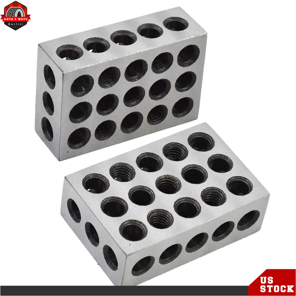 1-2-3 Blocks 23 Holes .0002″ Machinist 123 Jig 1 Matched Pair High Precision US