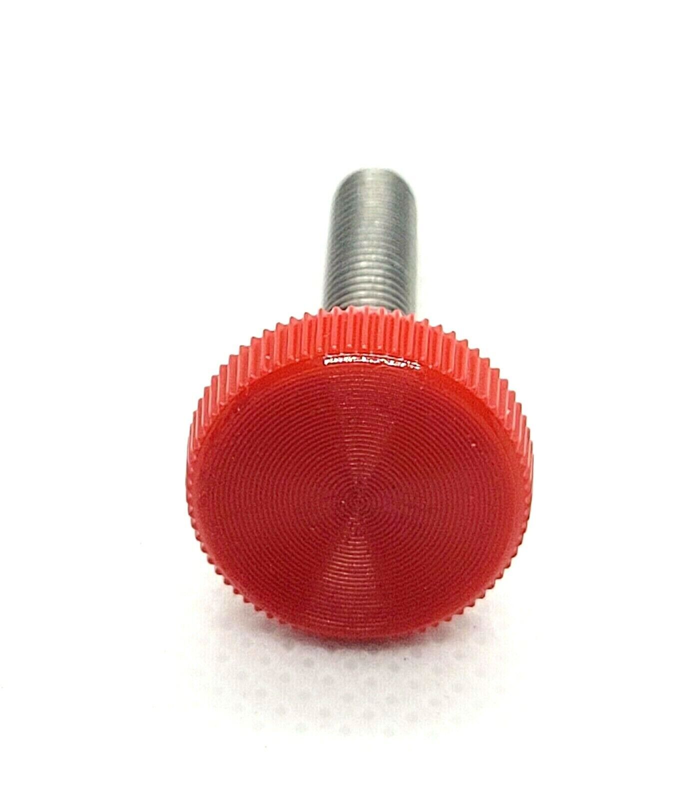 M5 x .8mm Knurled Thumb Screw Bolts with Red Round Clamping Knob Stainless 5mm