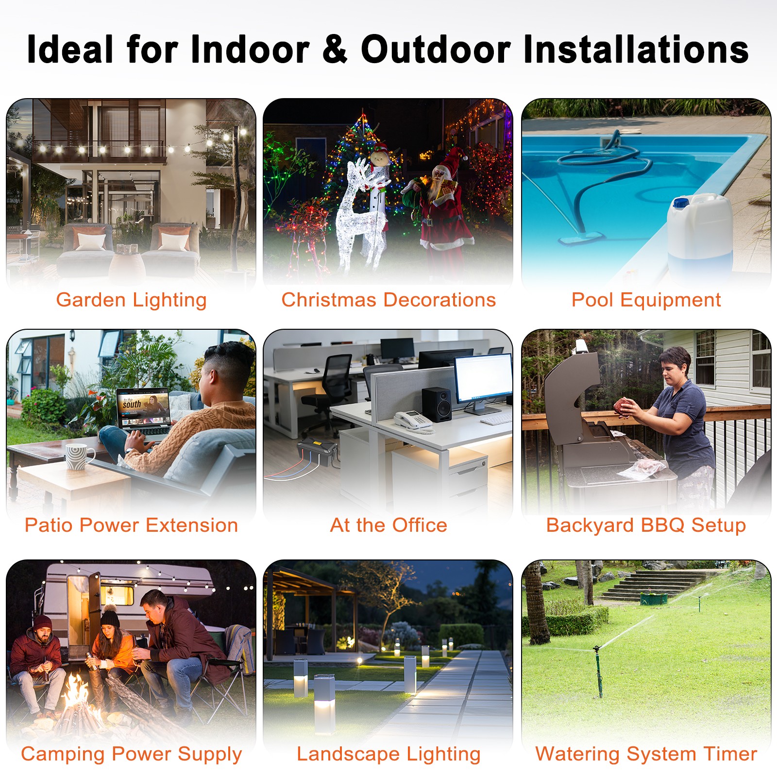 7-Cable Entry Outdoor Extension Cord Cover IP54 Waterproof Electrical Box 1PK