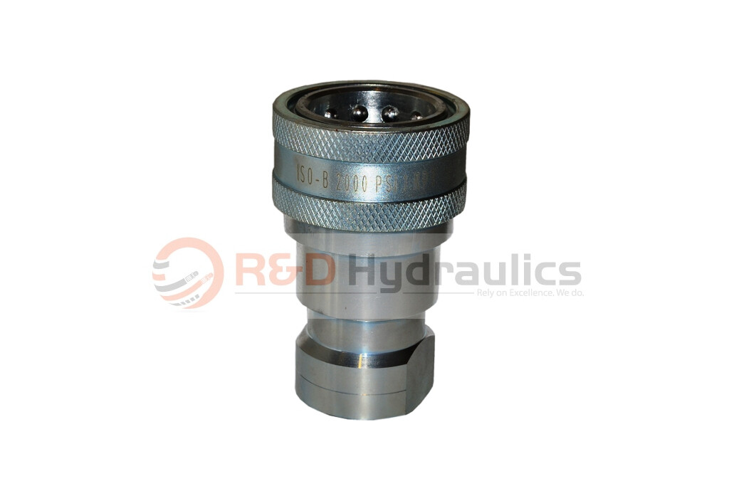 Hydraulic Quick Coupler | ISO 7241-1 B | 1″ NPT | Complete Set W/ Cap & Plug