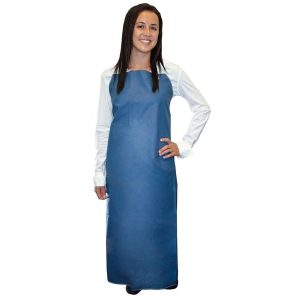 Ansell 56-601 Bib Apron, Urethane, Nylon, Blue, 48 In, Universal