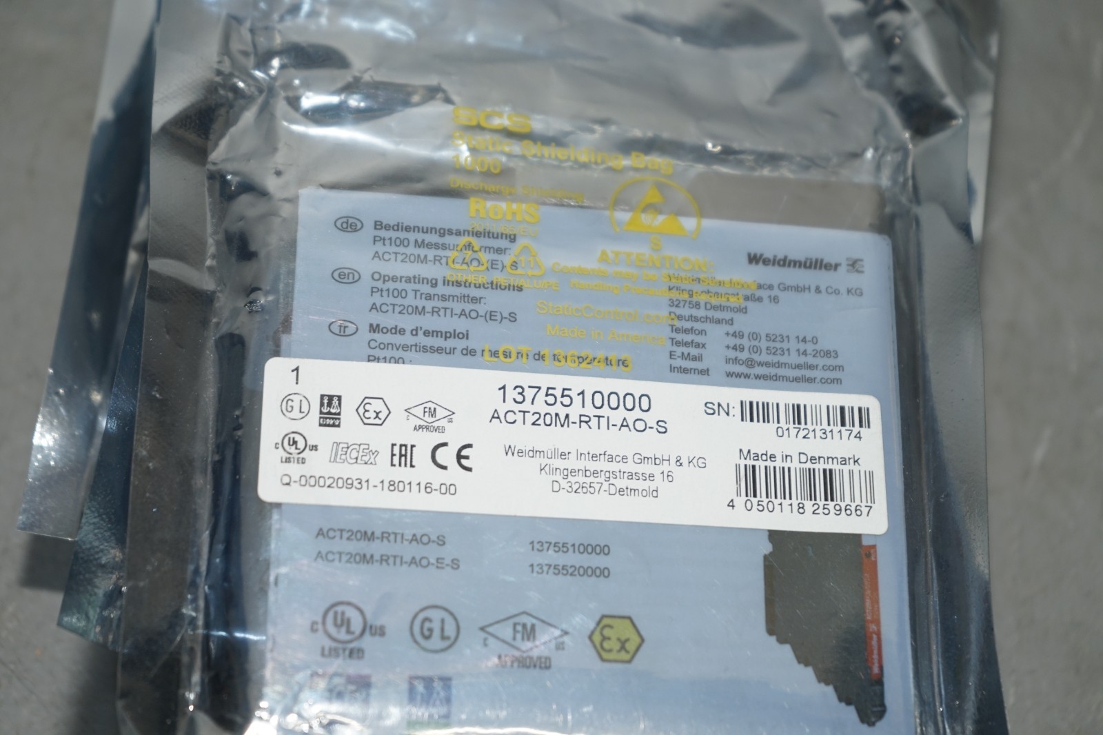 ^ Weidmüller ACT20M-RTI-AO-S Signal Isolator/Transmitter 1375510000 #X5193