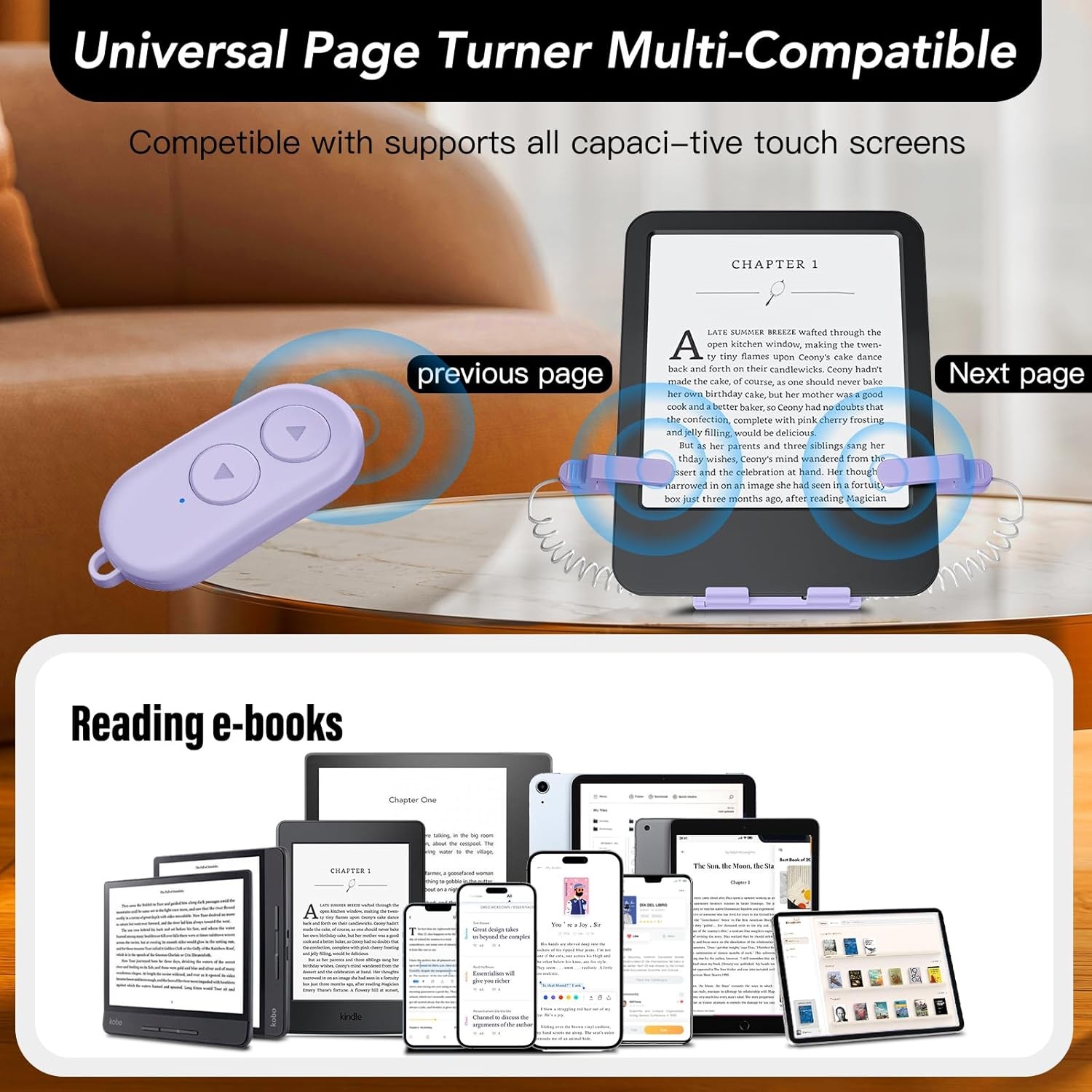 Remote Control Pa Turner and Stand for Kindle Paperwhite Oasis eReaders