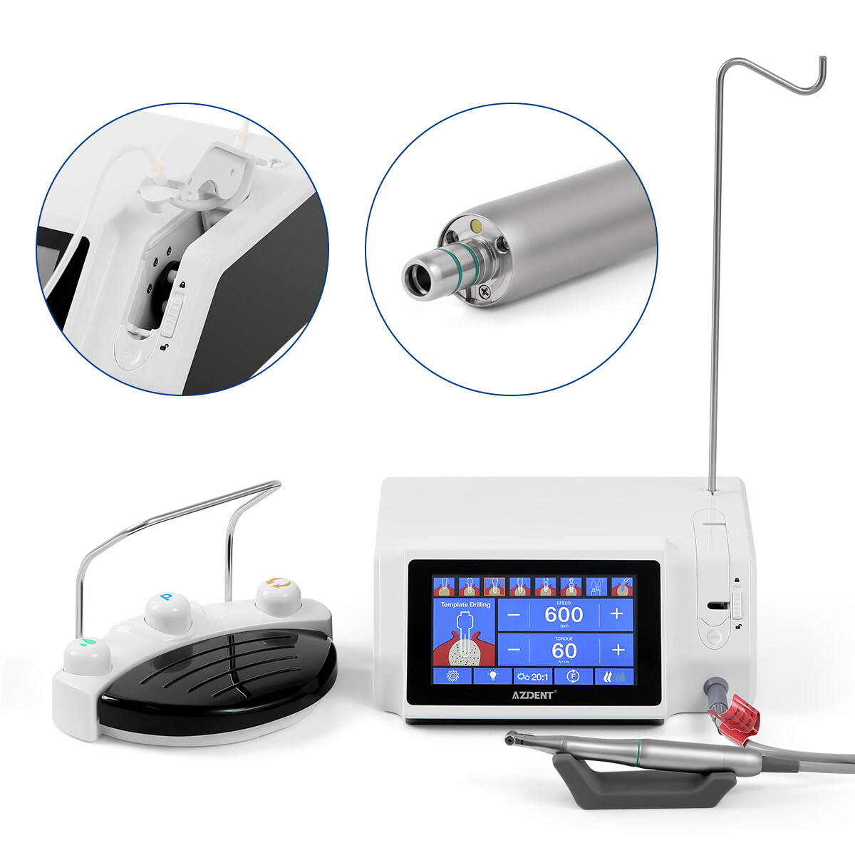 Dental Implant Motor System Brushless 20:1 Surgical Handpiece Contra Angle 120W