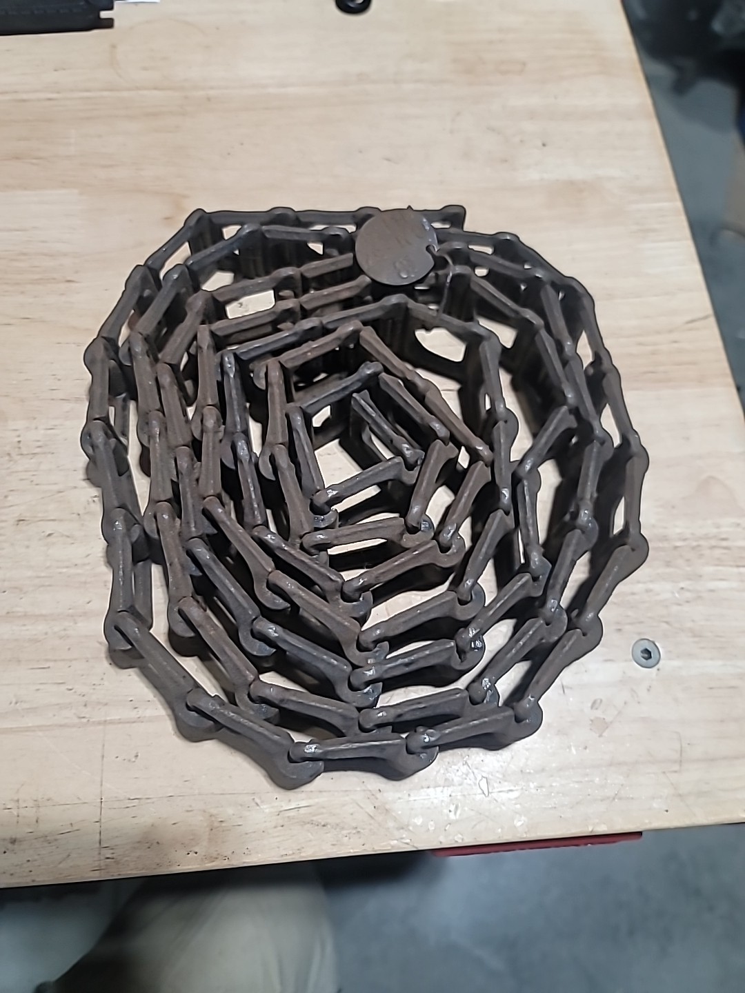 No 52 Detachable Cast Iron Chain 10′ Flat Link Vtg Farm Implement Cm52 IHC Tag