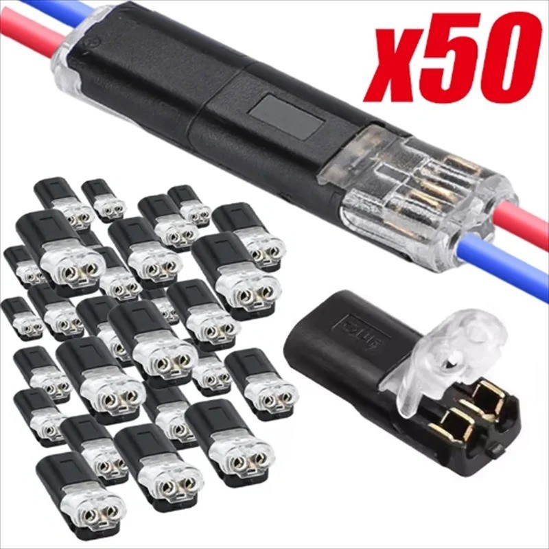 100pcs Double-Wire Plug-in Connector, Cable Clamp with Locking Buckle, AWG 18-22