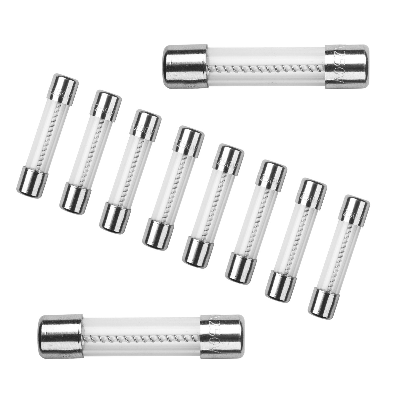 10Pcs 2.5A 250V Slow Blow Fuse Glass Tube Time-Delay Fuse 6X30mm T2.5AL250V