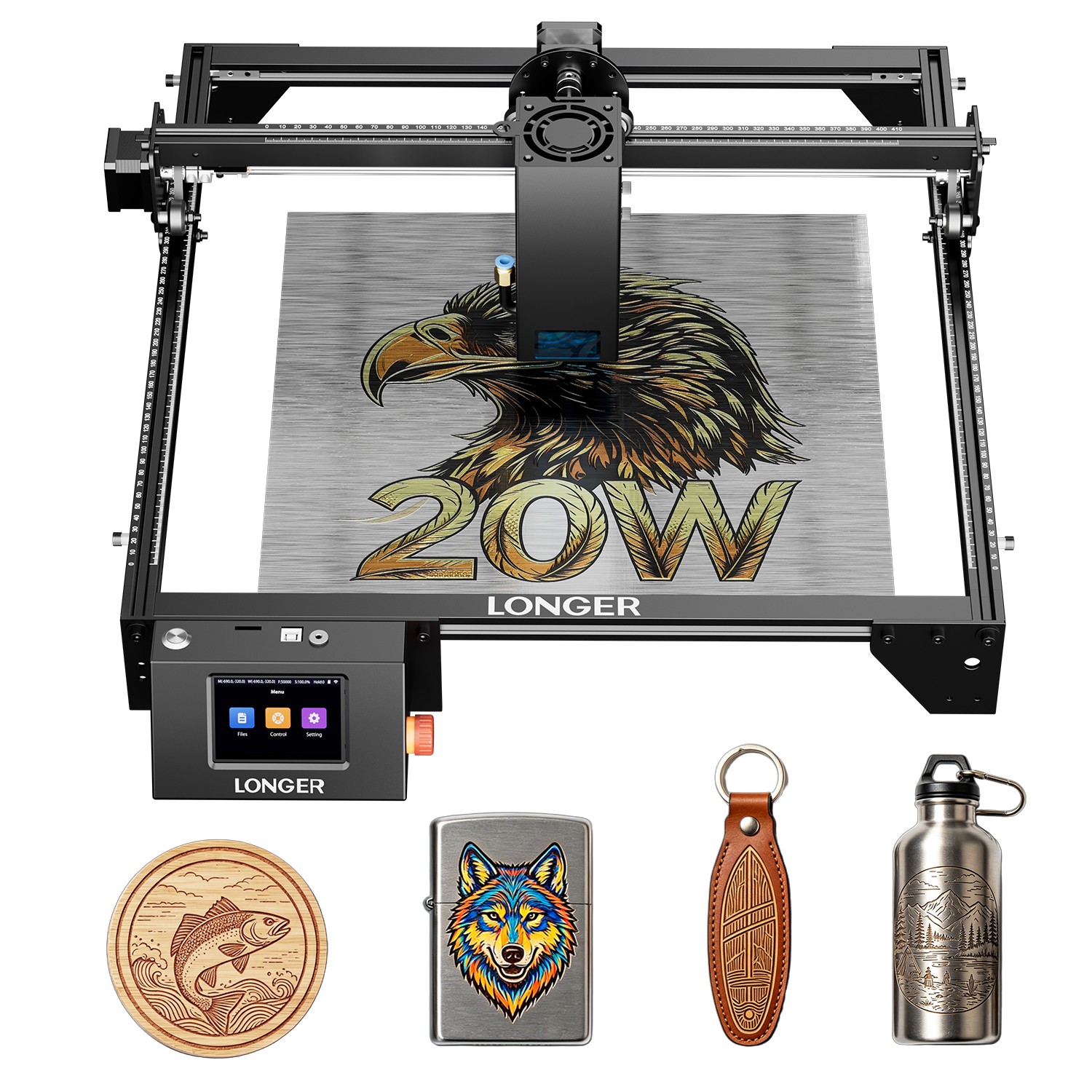 LONGER RAY5 20W Laser Engraver Machine DIY 3.5 ” Color Screen Precision US