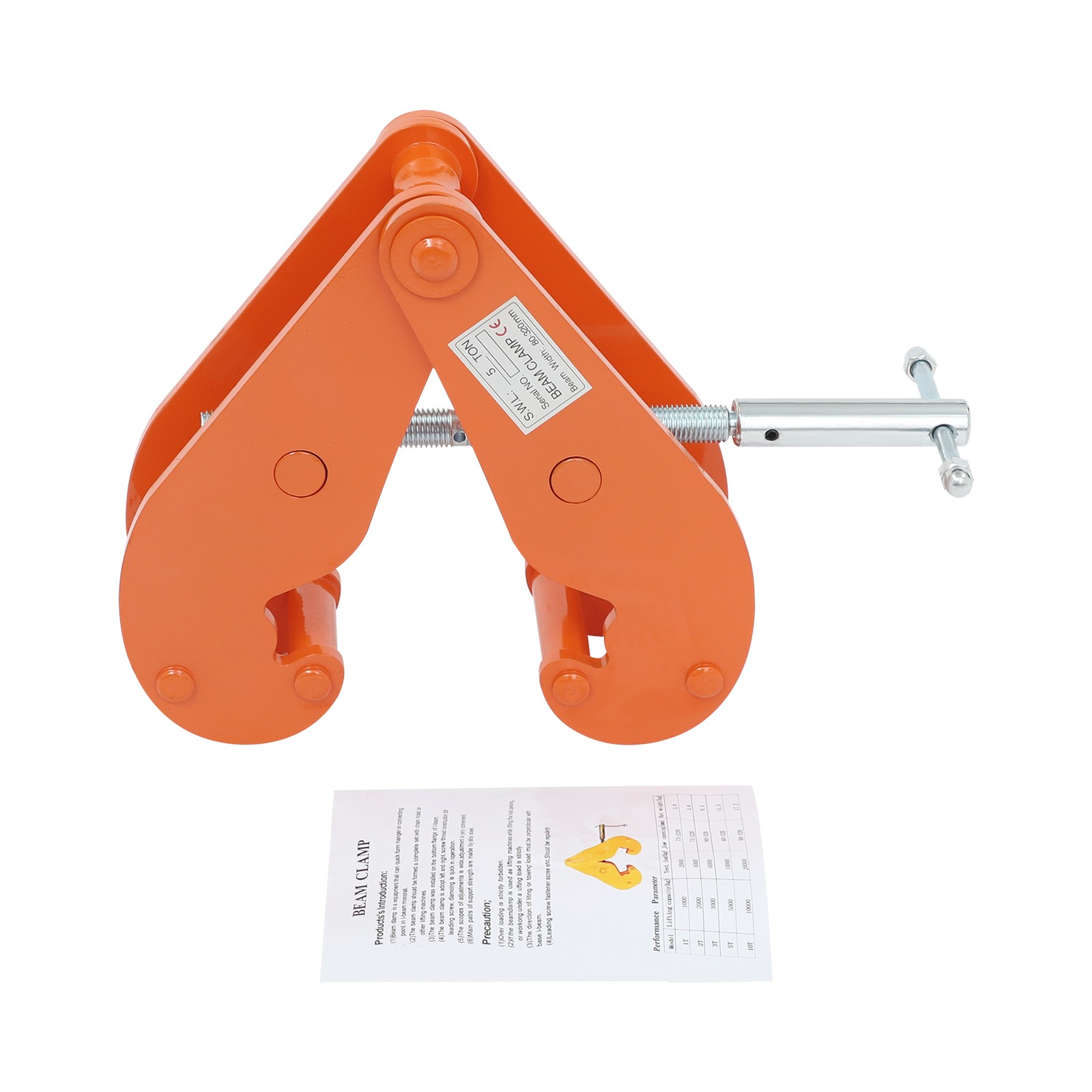 5T 11000lbs Heavy Duty Carbon Steel I-Beam Lifting Clamp with Adjustable Opening