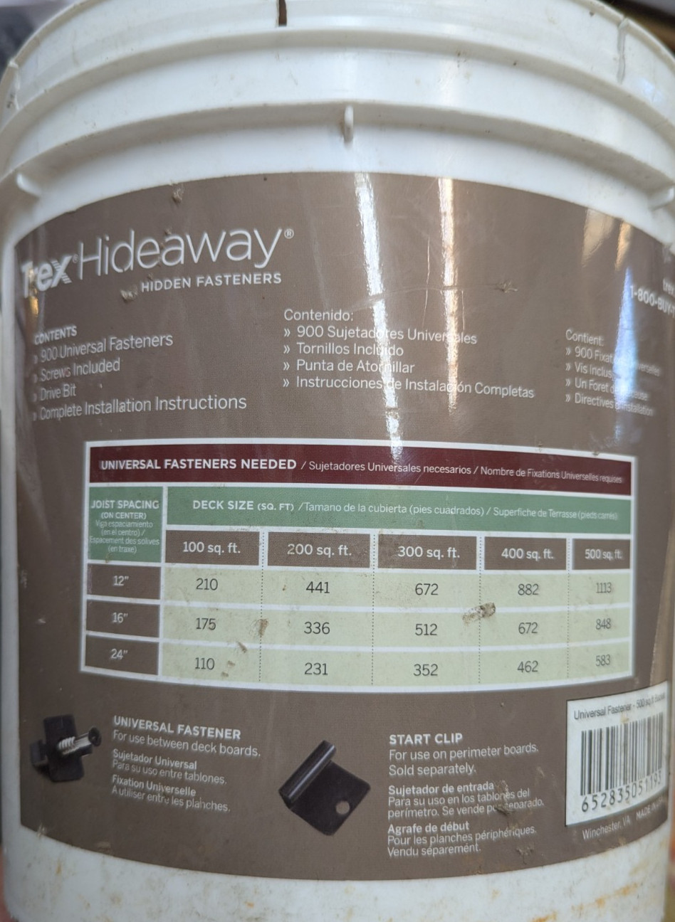 TREX Hideaway Universal Hidden Deck Fastener Clip, Est 400 Pieces