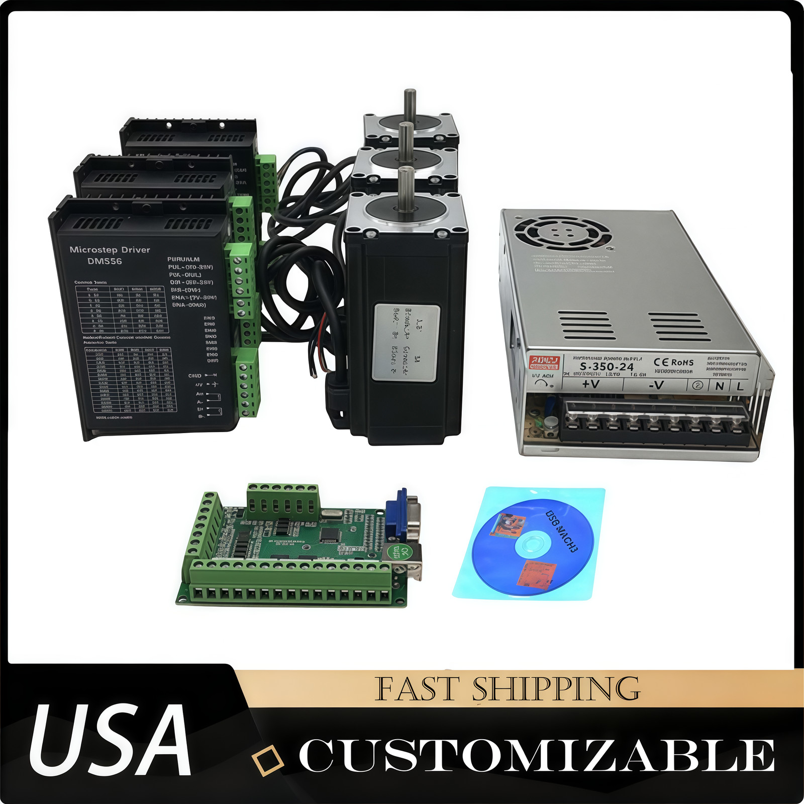 3 Axis CNC controller Kit,Nema 23 57 Step motor Driver for Camera Sliders/Robot