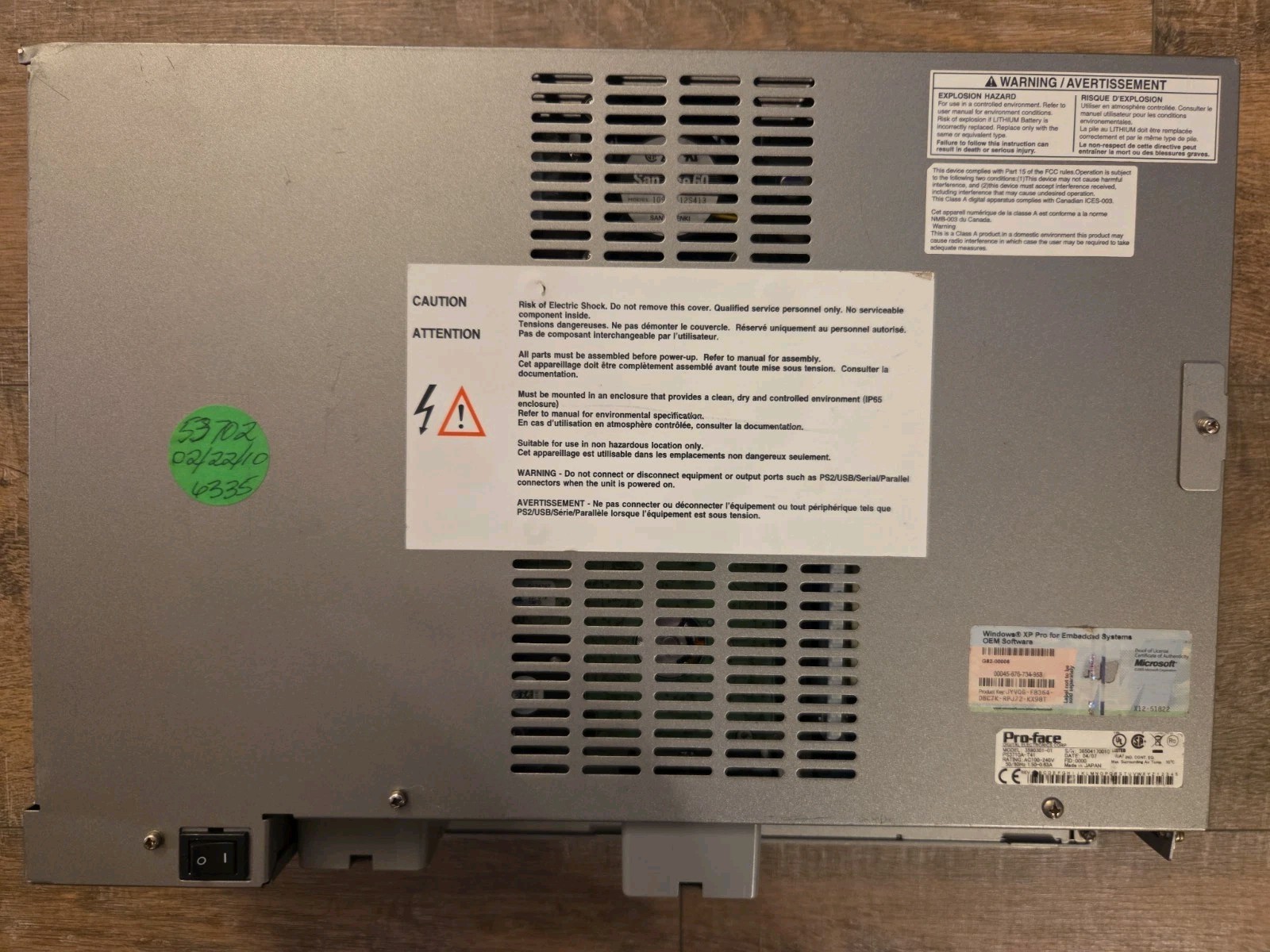 PRO-FACE 3580301-01 PS3710A-T41 HMI PC TOUCH SCREEN 15” 1024X768 100-240V.AC