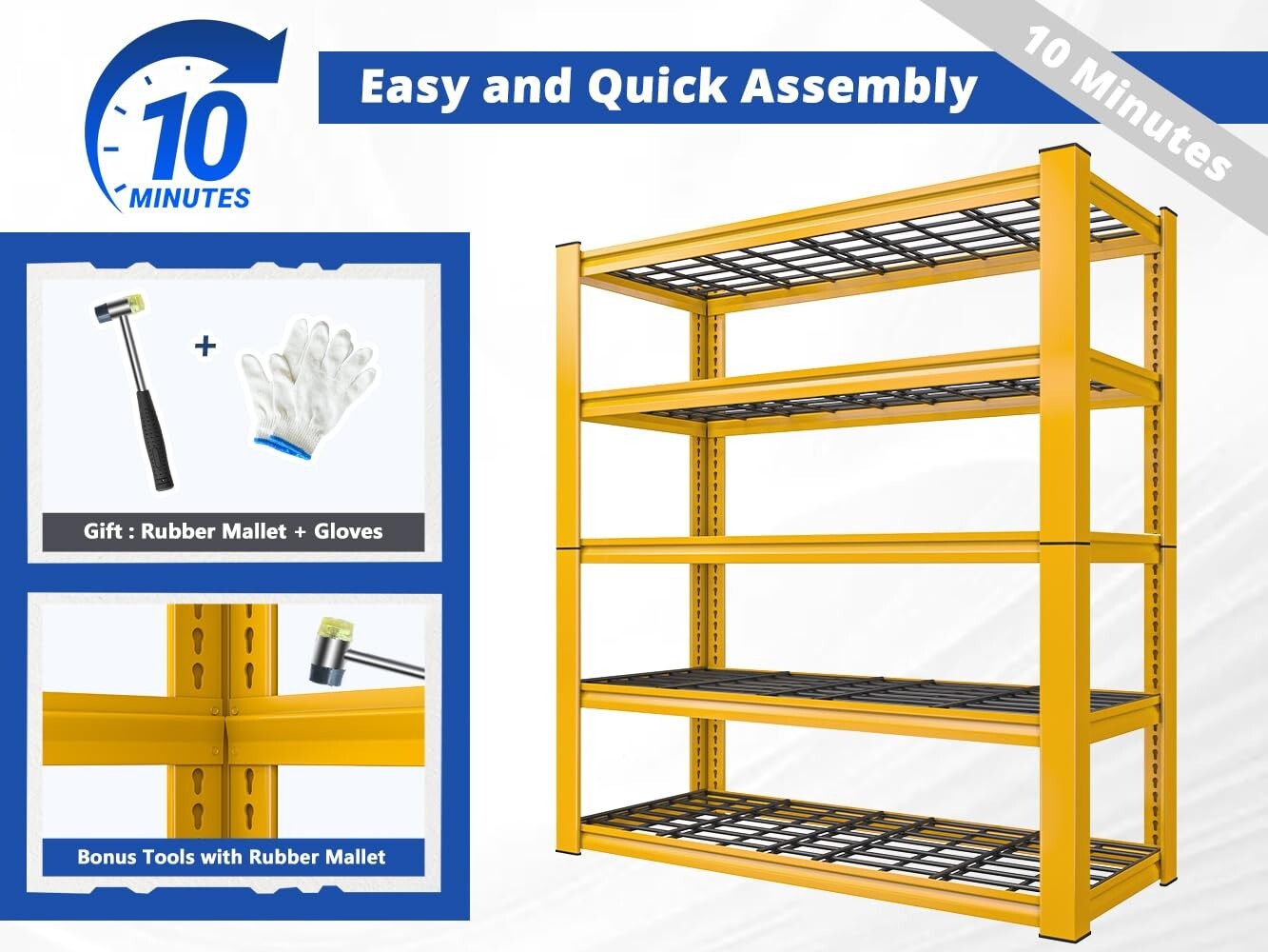 1Pcs Storage Shelves Garage Shelving Heavy Duty Shelving Units & Storage,Yellow
