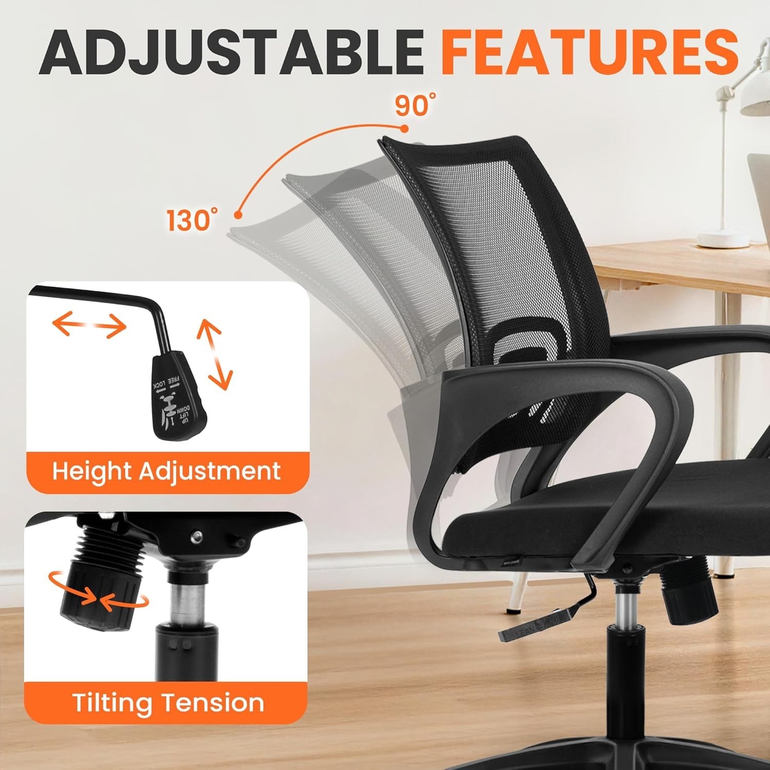 Ergonomic Mesh Chair with 360° Swivel & Height Adjustment for Any Room