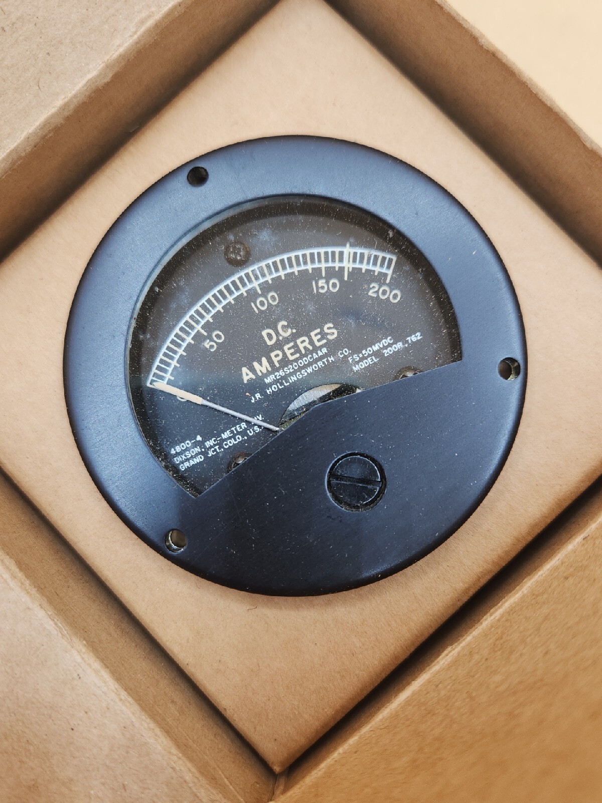 Dixson Inc Jr Hollingsworth Analog 0-200 DC AMPS AMPERES Panel Meter Round 200R