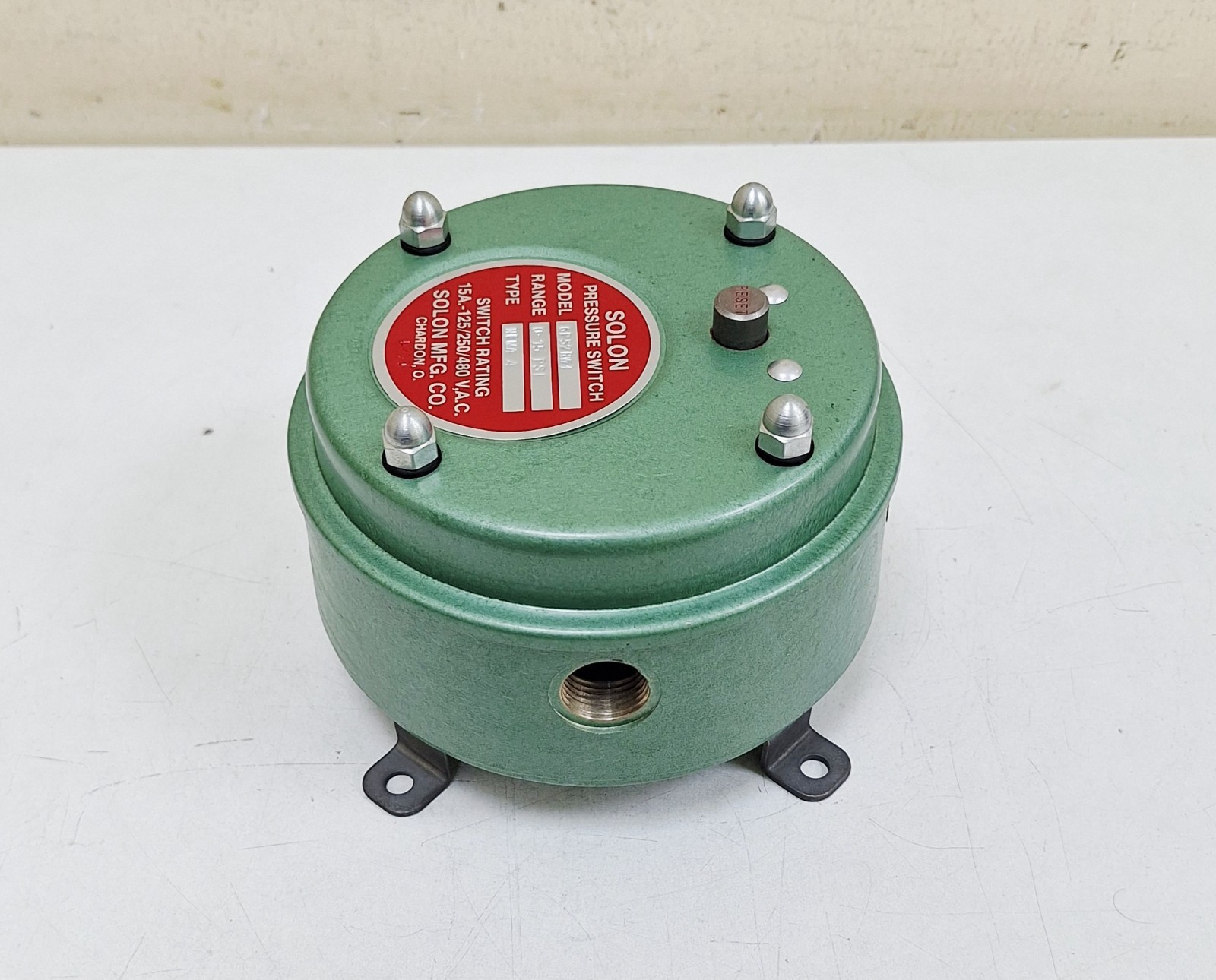 Solon 6PS2RW1 Pressure Switch 15A-125/250/480 VAC Range 0-15 PSI