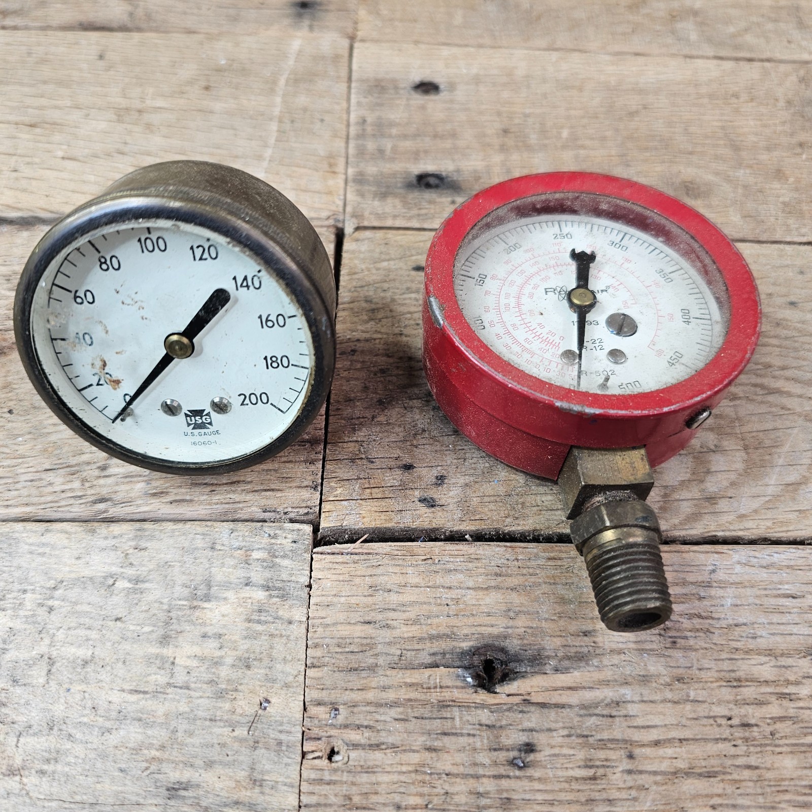 Robinair 11693 & U.S. Gauge 16060-1 HVAC Refrigerant Gauges Lot of 2
