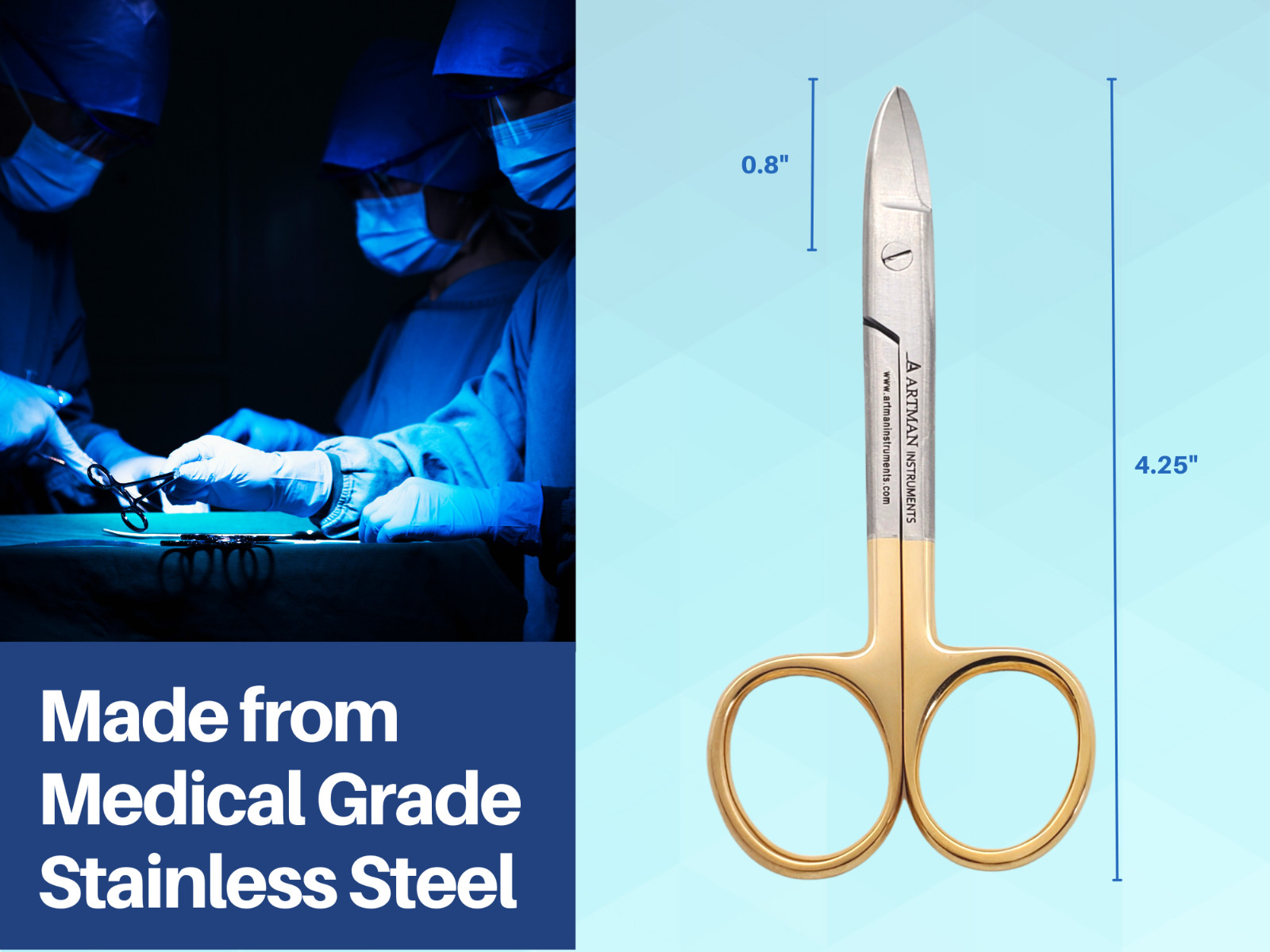 Curved Crown Collar Cutting Scissors 4.25″ ARTMAN