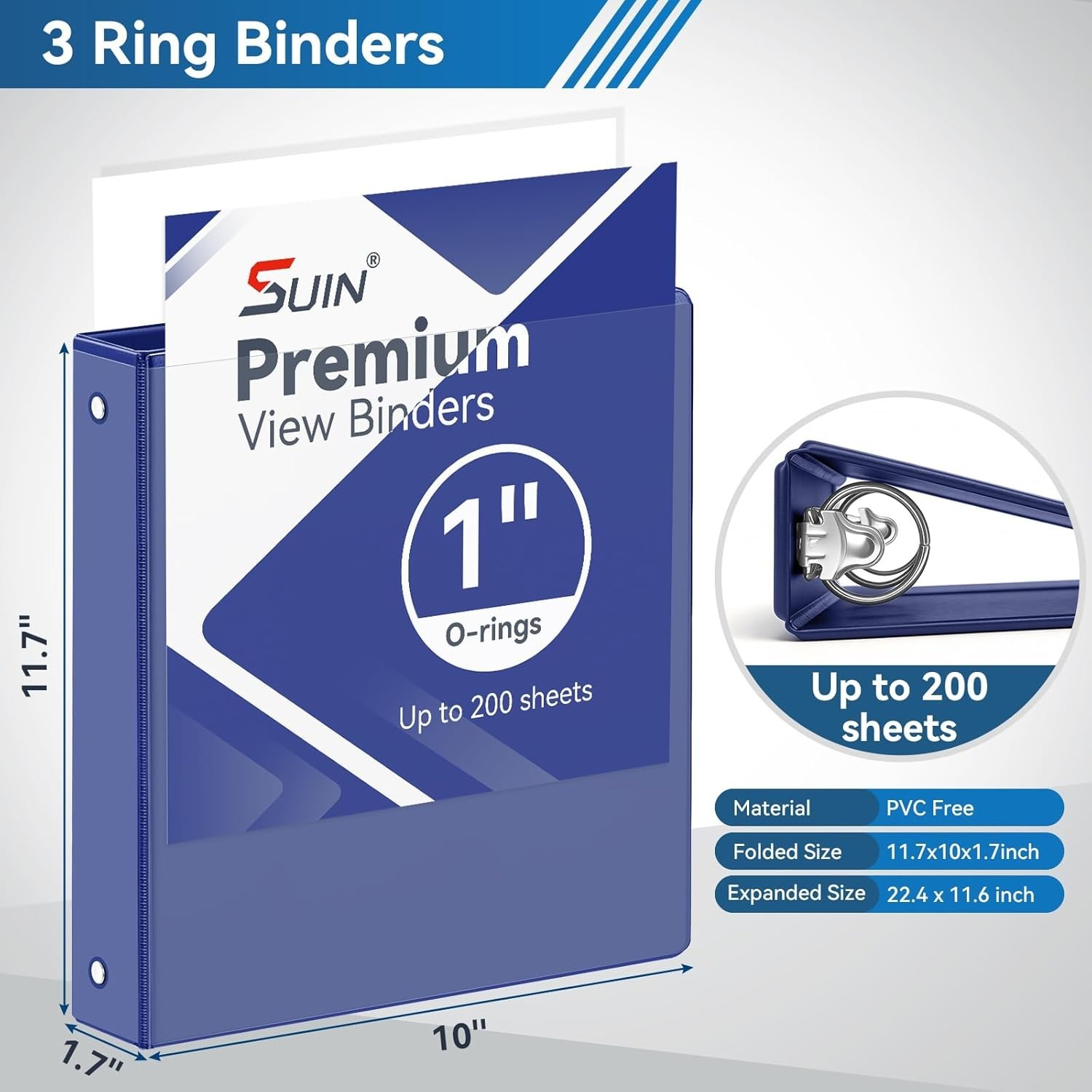 Rainbow 1-Inch 3-Ring Binders with 2 Pockets 6-Pack Office School Use