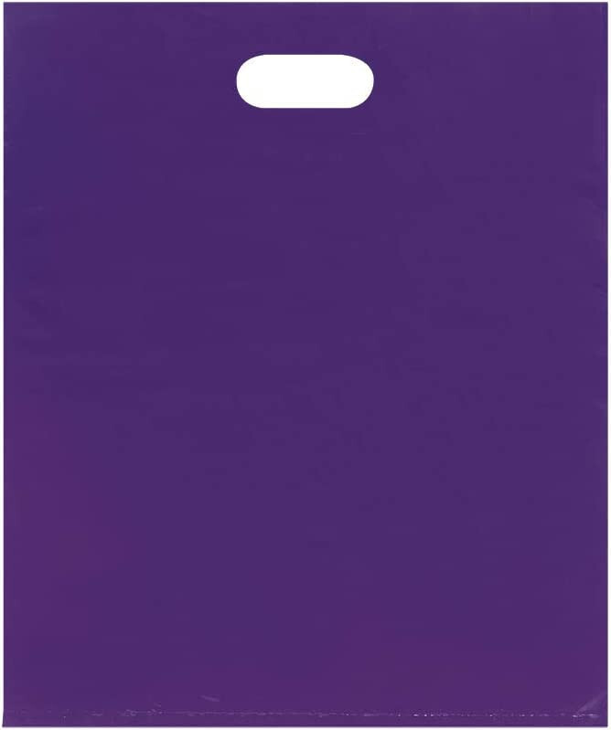 Plastic Bags 500 Purple Shopping Merchandise Die Cut Handles 15 x 18″ x 4″