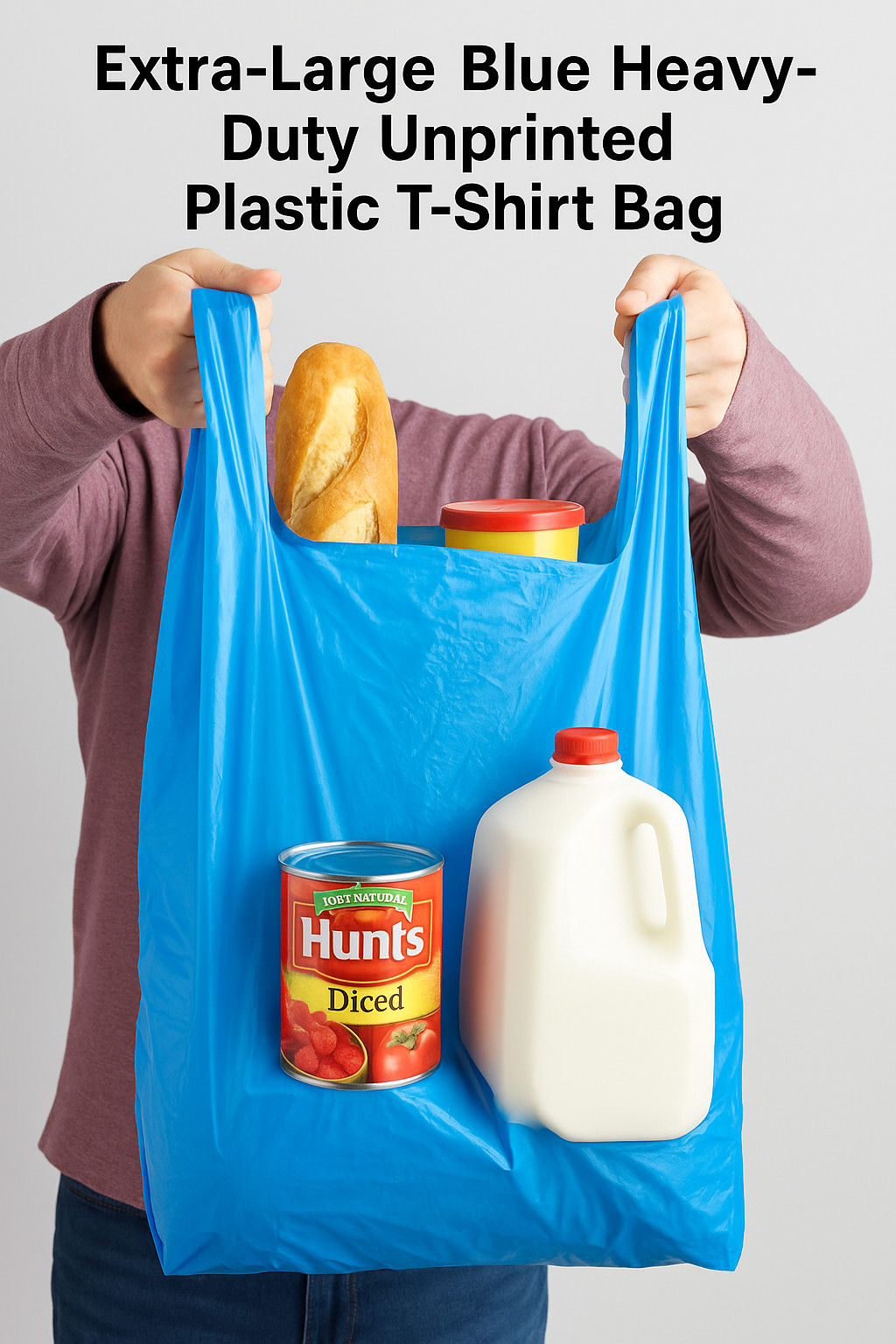 Bags Extra Large 18 x7x 32 .75 Mil Blue Heavy Duty T-Shirt Plastic Grocery Bags