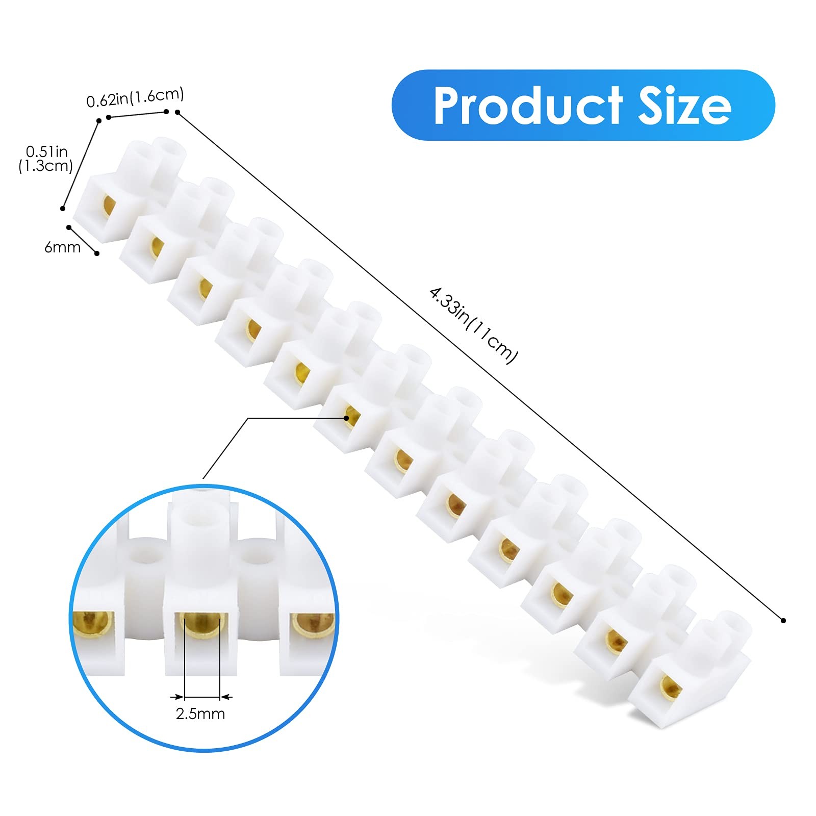 ERKOON 10/20 Pack Terminal Block, 12-Position Dual Row Terminal Strip Screw T…