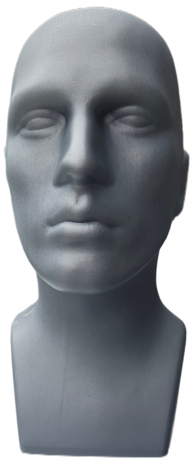 15″ Tall, Male Mannequin Head, Table Top Display, Durable PE Plastic, Grey