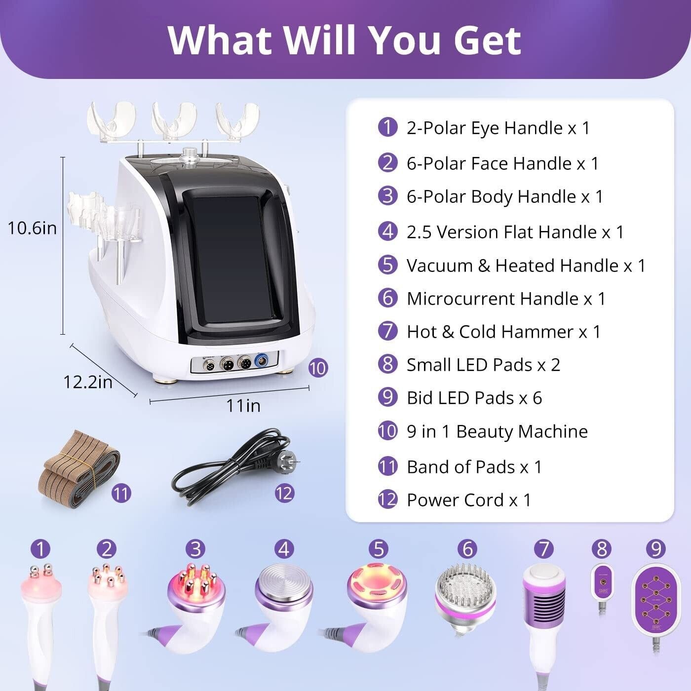 9 in 1 Multifunction Beauty Machine for Body Massage&Facial Skin Care Salon Use
