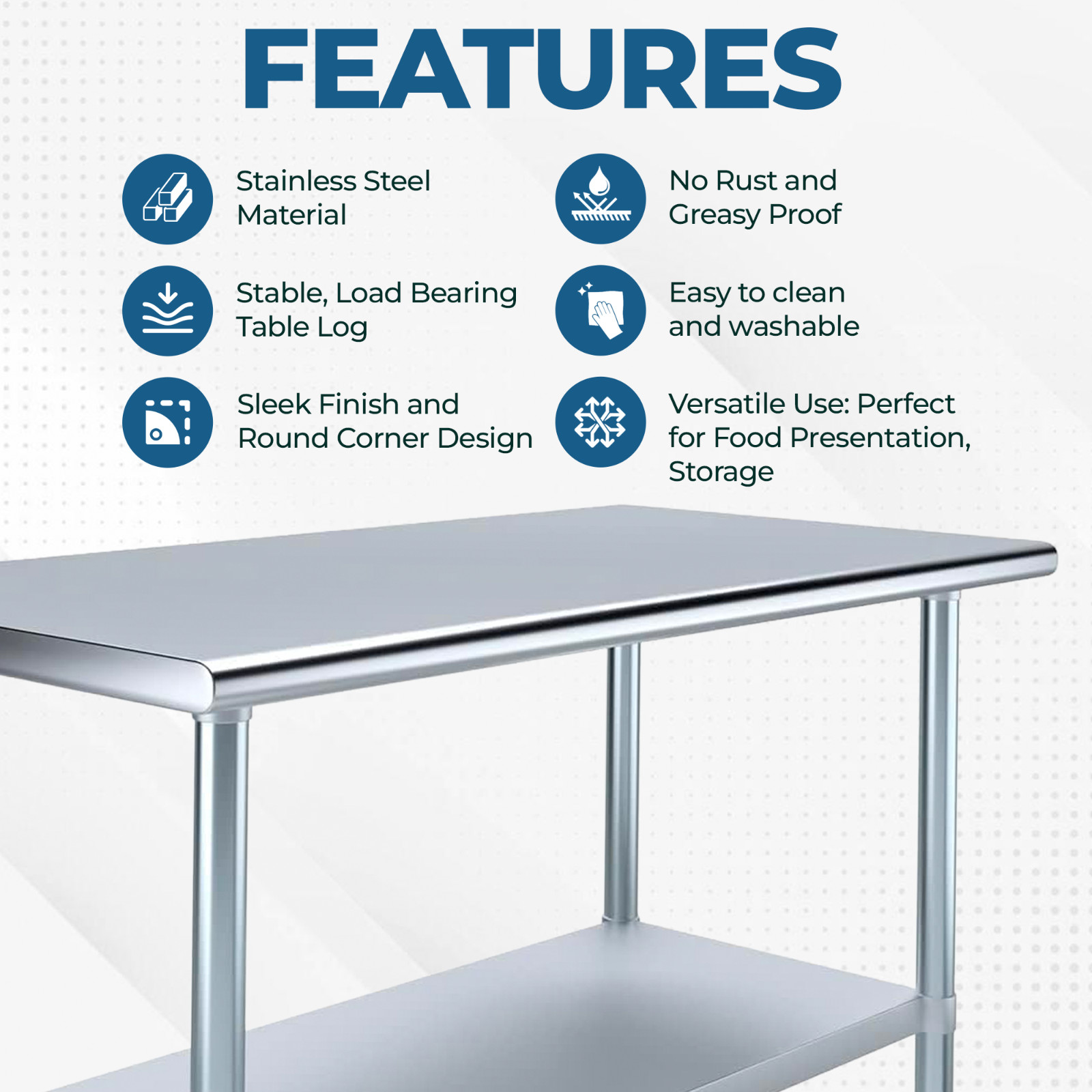 Stainless Steel Food Prep Work Table with Adjustable Undershelf 24”x60”
