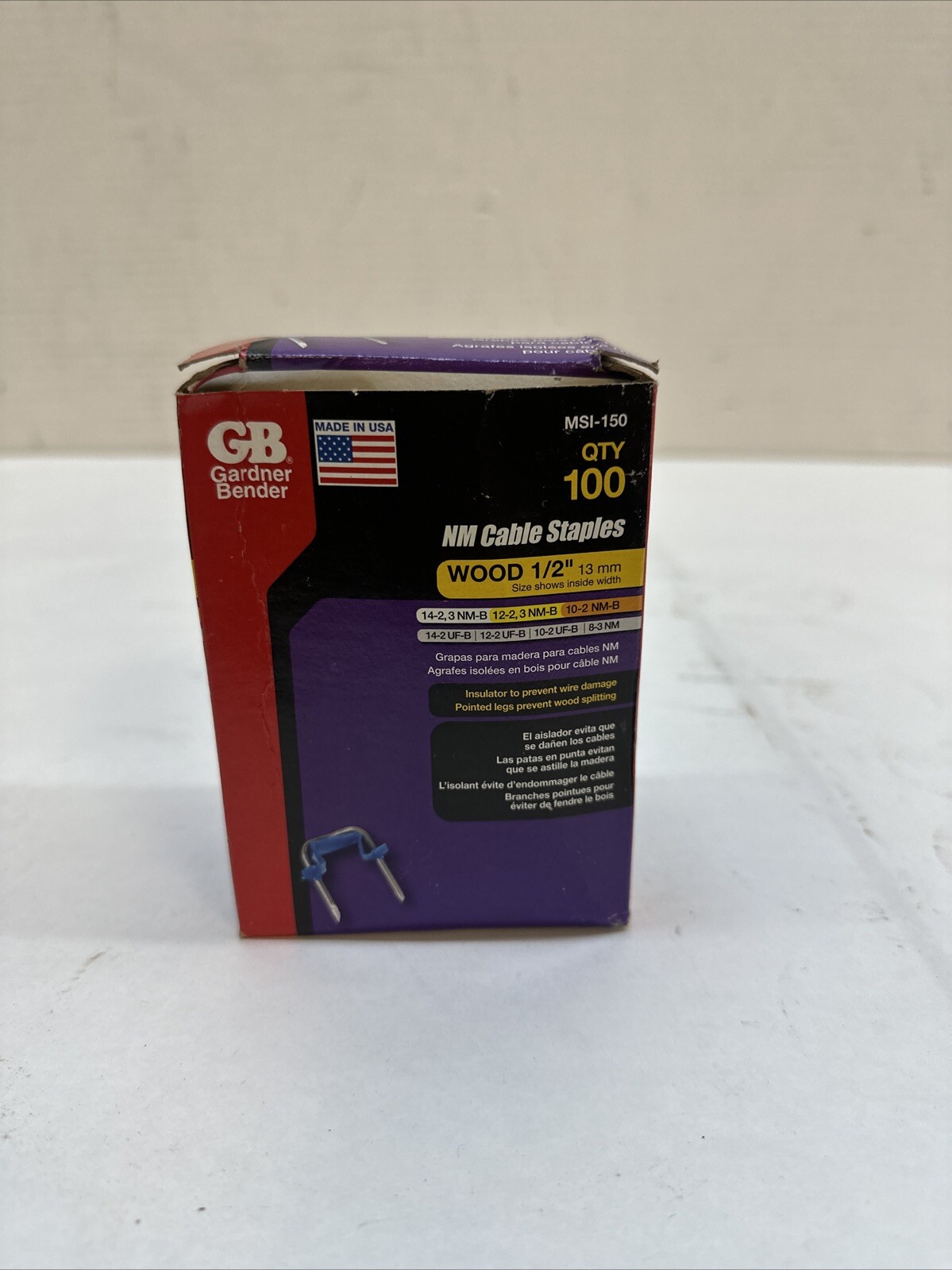 Gardner Bender MSI-150 NM Cable Wood Insulated Staples Size 1/2″ – 100 Count