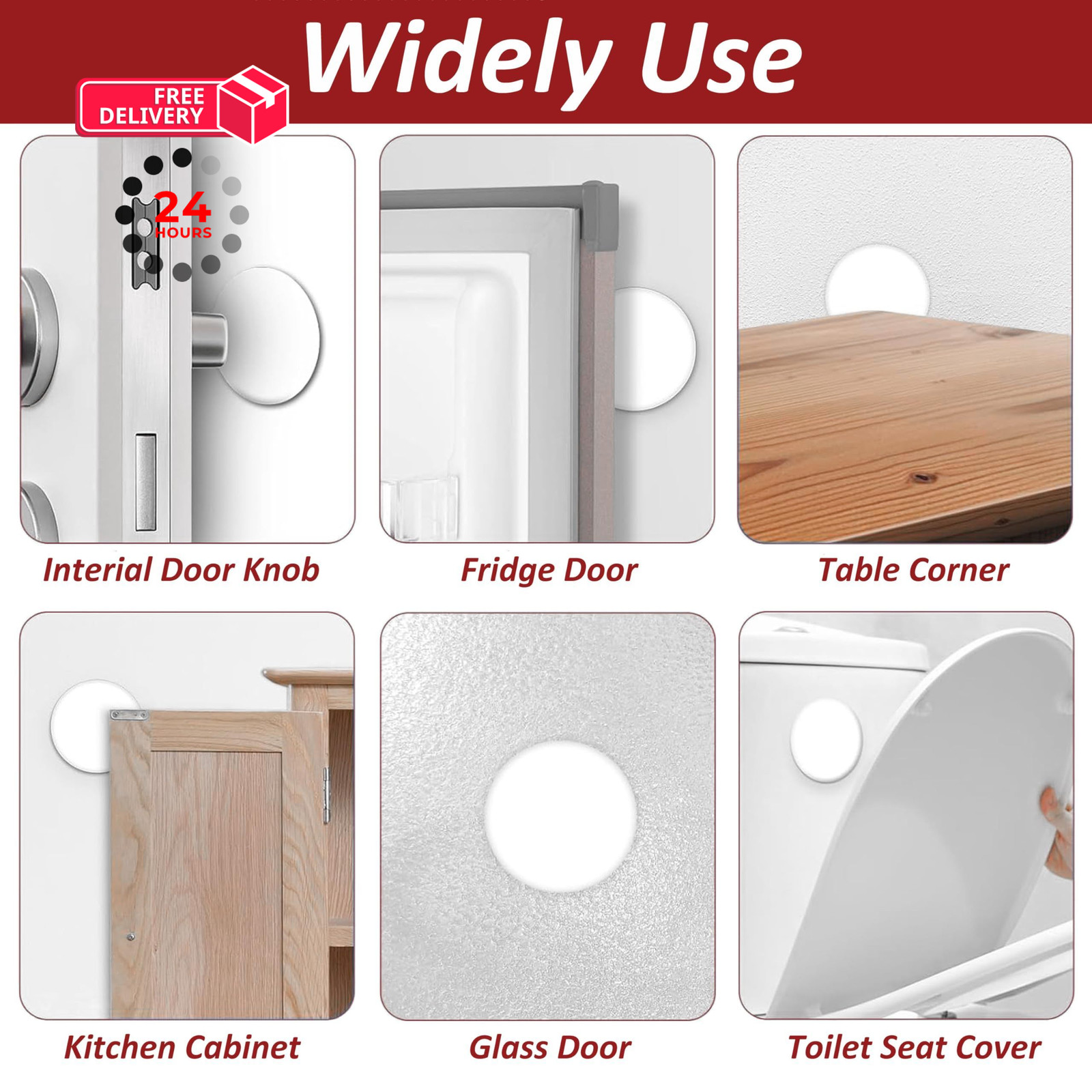 Wideskall® White Round Door Knob Wall Shield 3″ inch Standard Size,