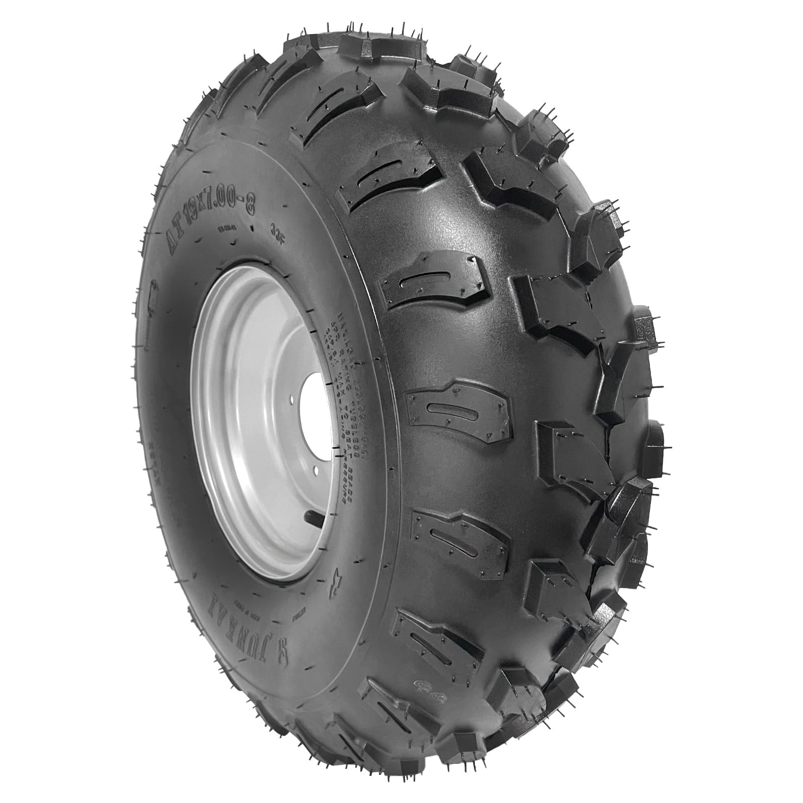 19×7-8 ATV Tire Rim Assembly 4 Stud 4 PLY 8 Inch 253 LBS 24T Spline Hub Off-Road