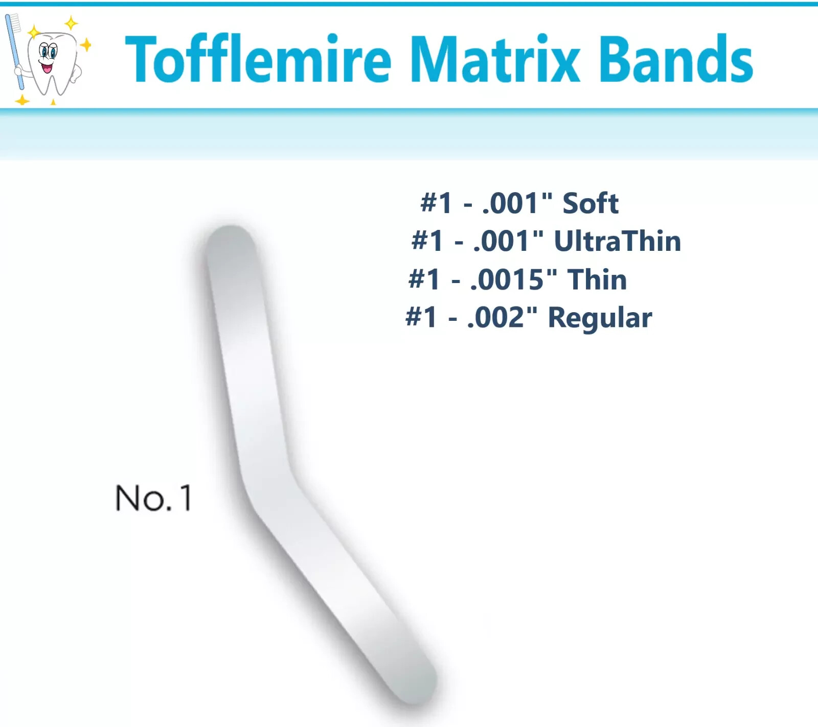 144Pcs/Bag Dental Matrix Bands Inch 0.04mm Regular Tofflemire Number 1# .0015