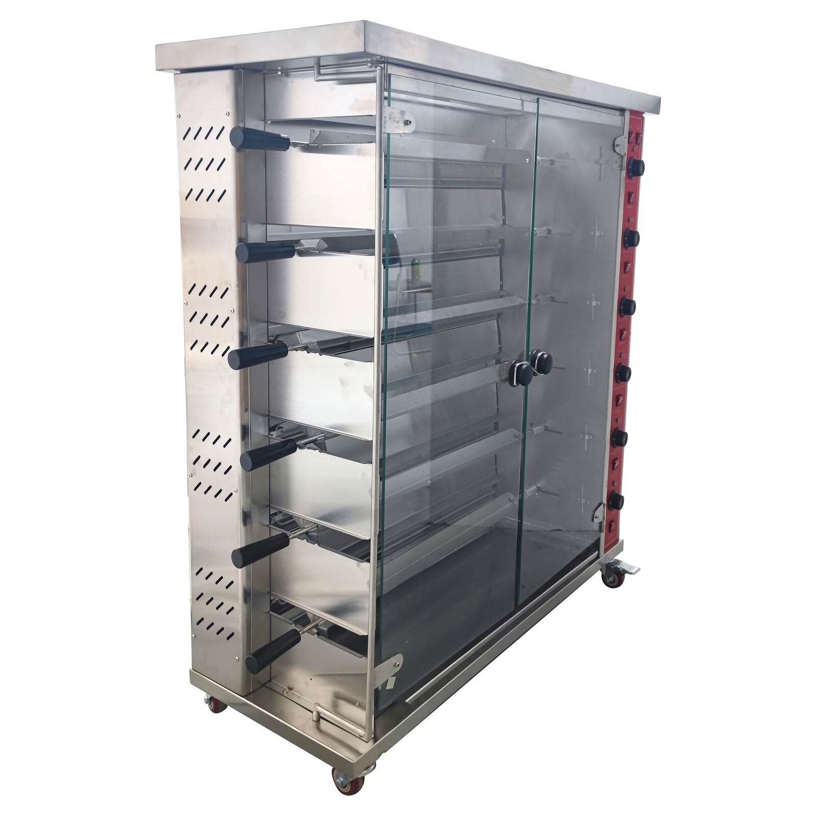 220V 6-Roll Electric Chicken Rotisserie Machine 122-572°F Automatic Roaster Oven