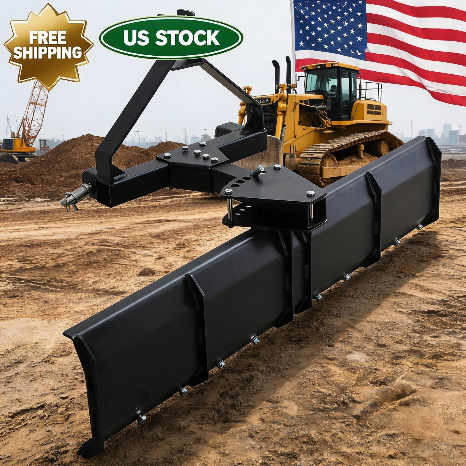 3-Point Rear Grading Blade for CAT 0 & CAT 1 Tractors 52″ Steel Farm Duty Heavy