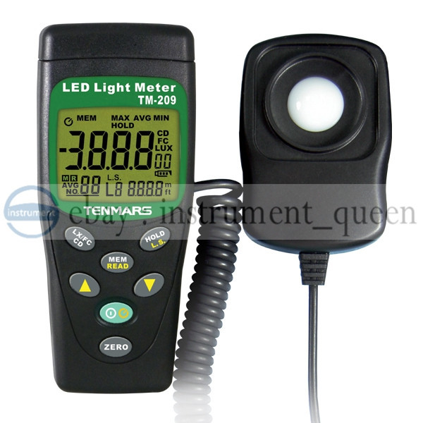 TENMARS TM-209 Digital LED Light Level Meter 400,000 Lux FC measuring Luxmeter