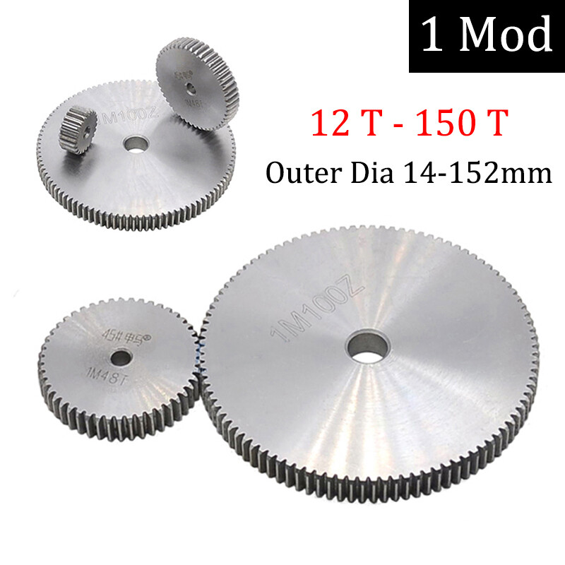 1Mod Steel Spur Gears Pinion Gear 10mm Thick 12-150 Teeth 14-150mm OD For 3D CNC