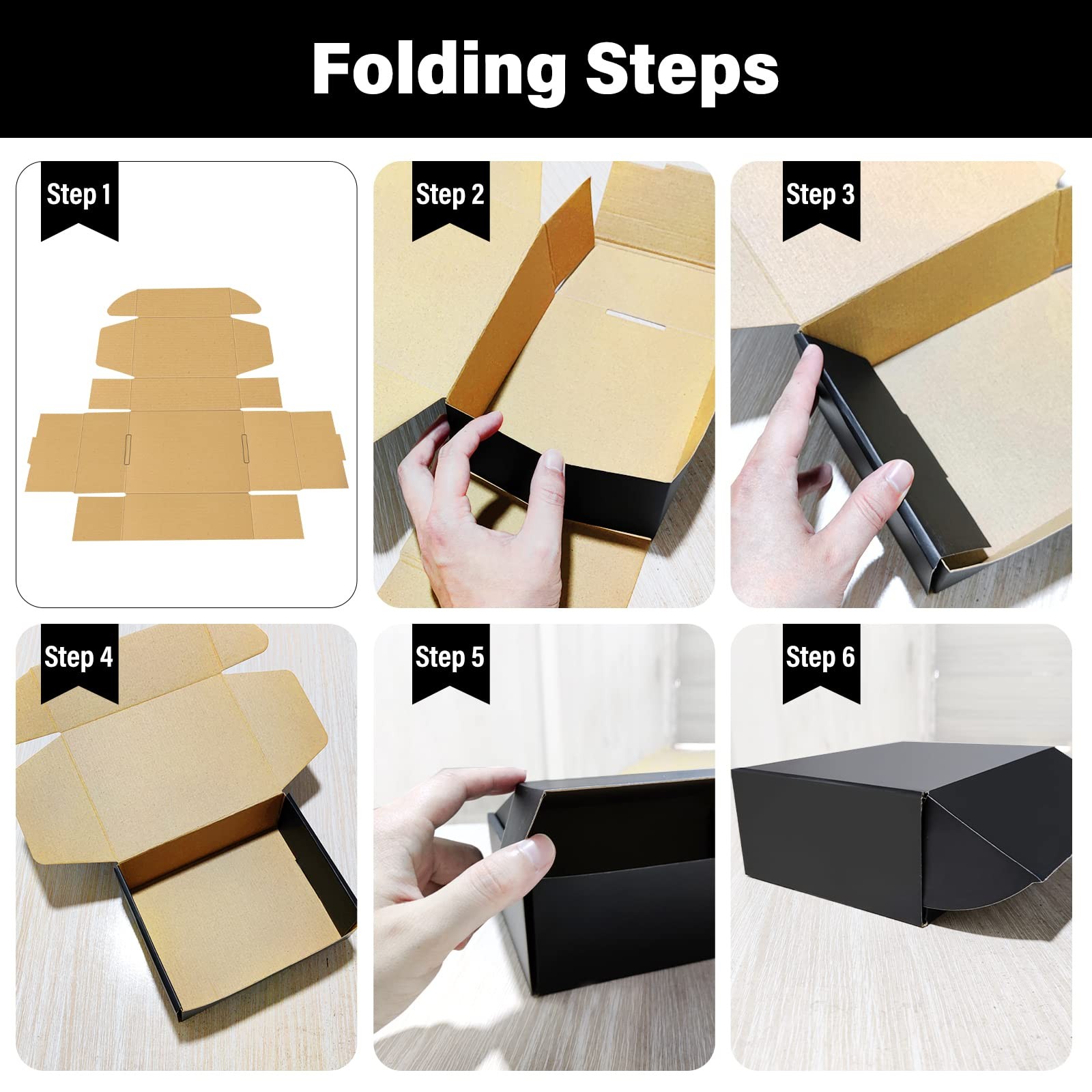 30 Pack 8x6x3 inches Black Shipping Boxes, Corrugated Mailer Boxes, Packaging…