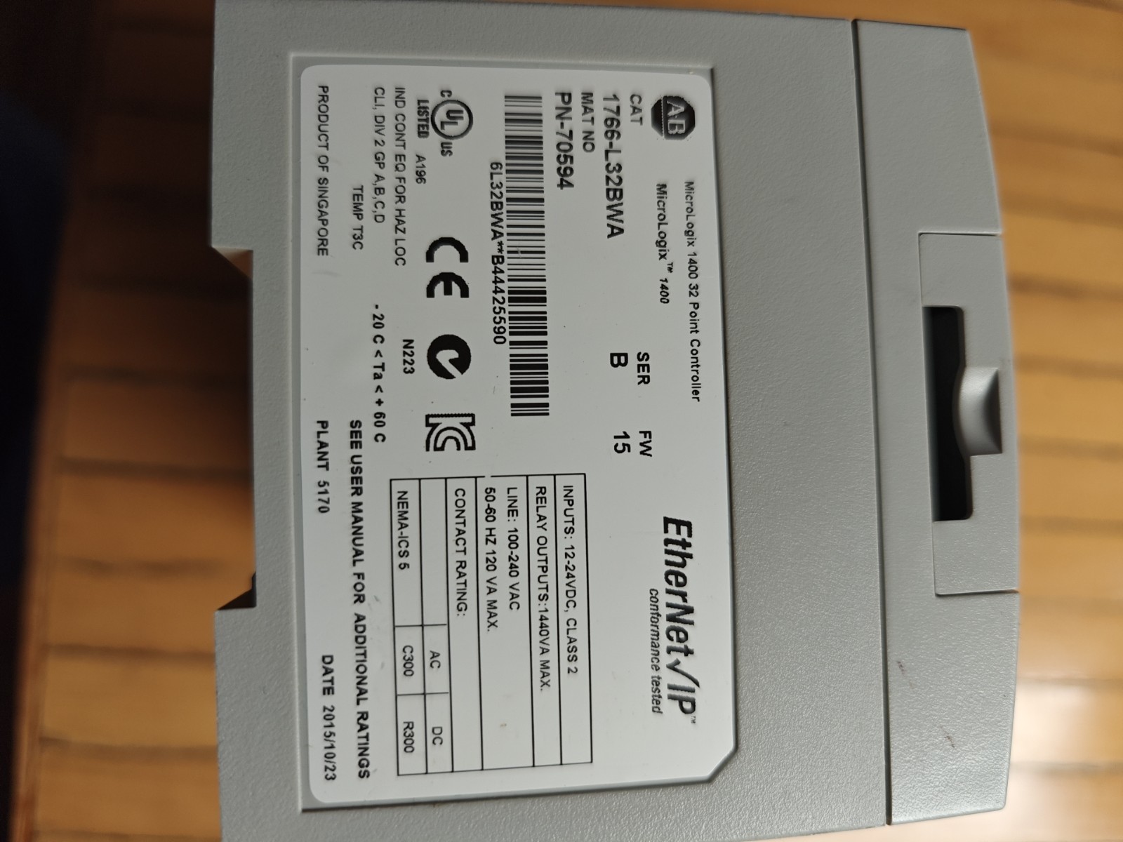 Good Used Tested Allen Bradley 1766-L32BWA Micrologix 1400 PLC