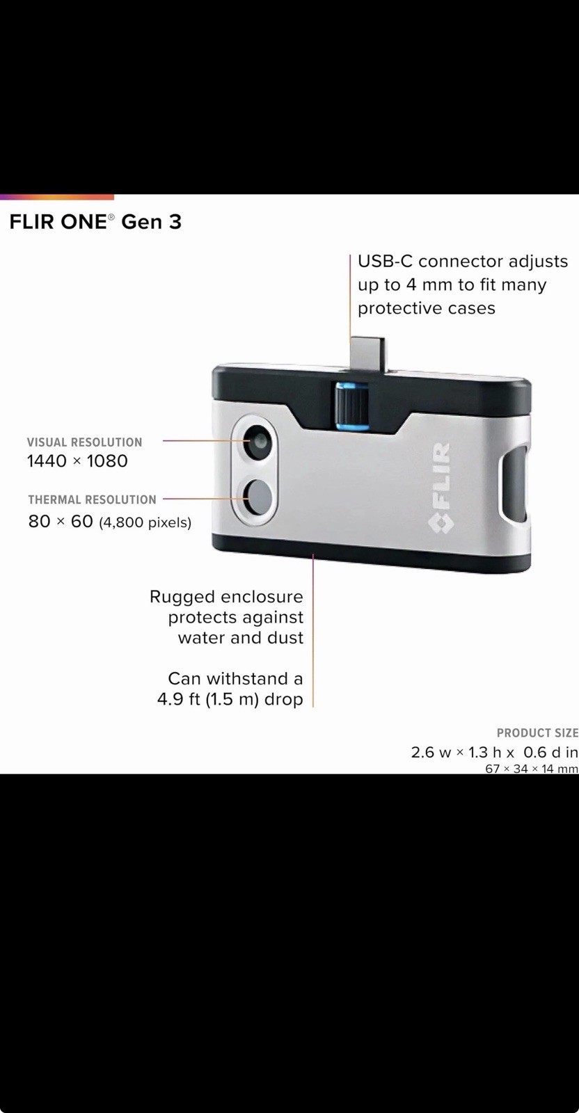 Flir One – Thermal Imaging Camera for Android Smartphones (USB-C), 240×180 Super