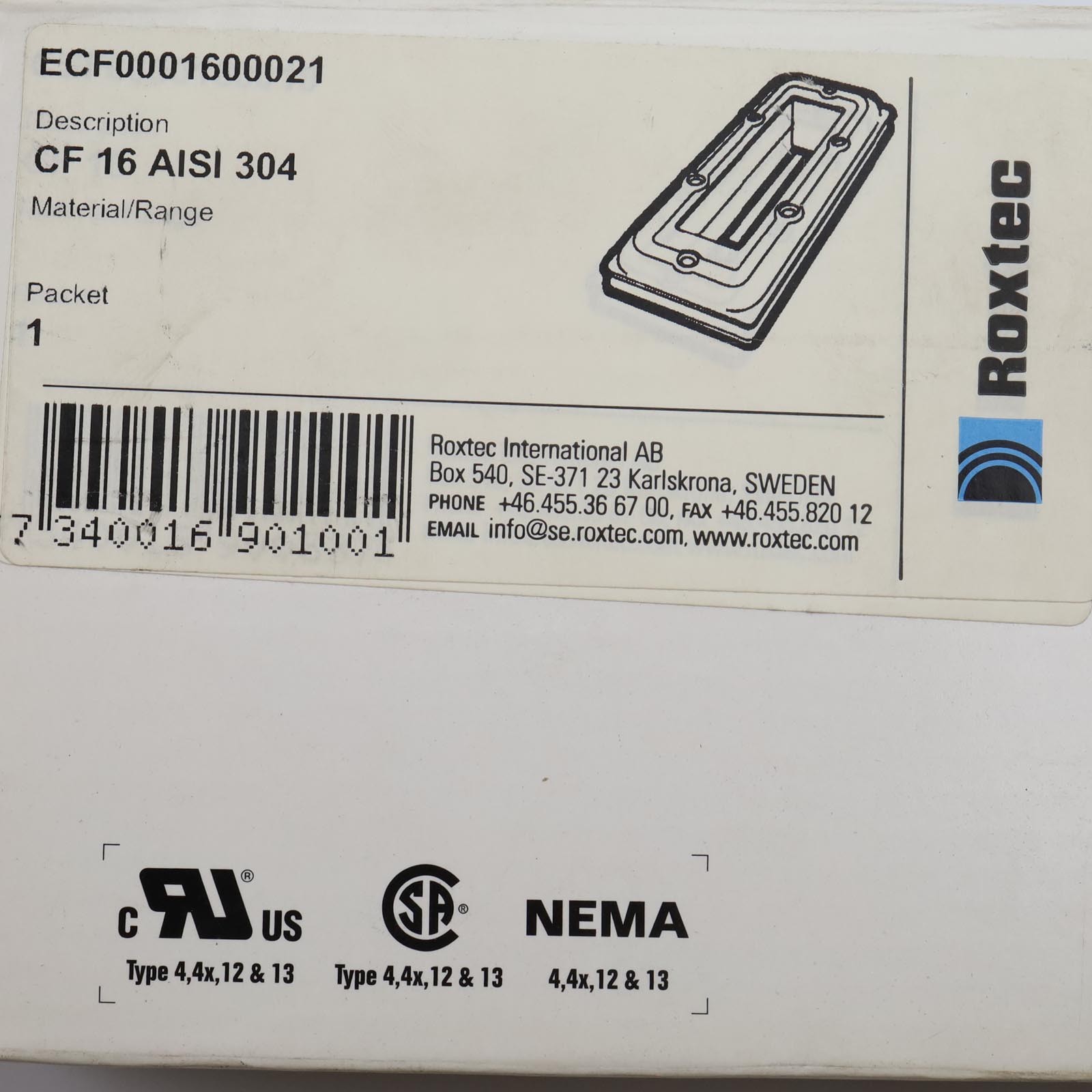 Roxtec Frame CF 16 AISI 304 ECF0001600021 Original Packaging