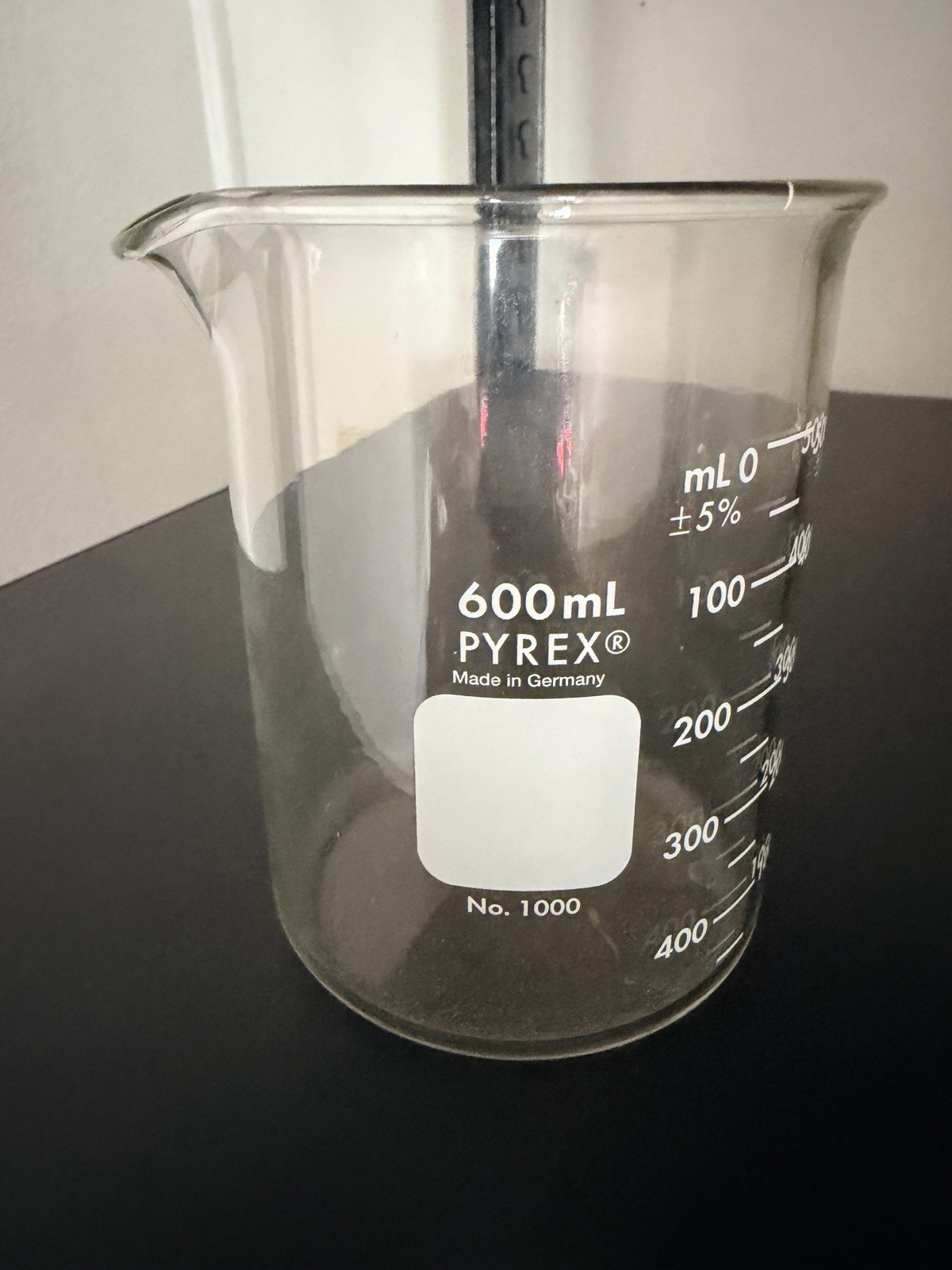 600ml Glass Beaker, Griffin Low Form, Graduated, PYREX 1000-600 (Single)