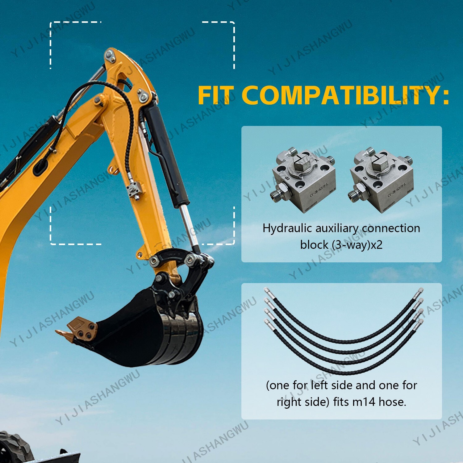 2 Three Way Diverter Valves Excavator for 1-2 ton Chinese Mini Excavator