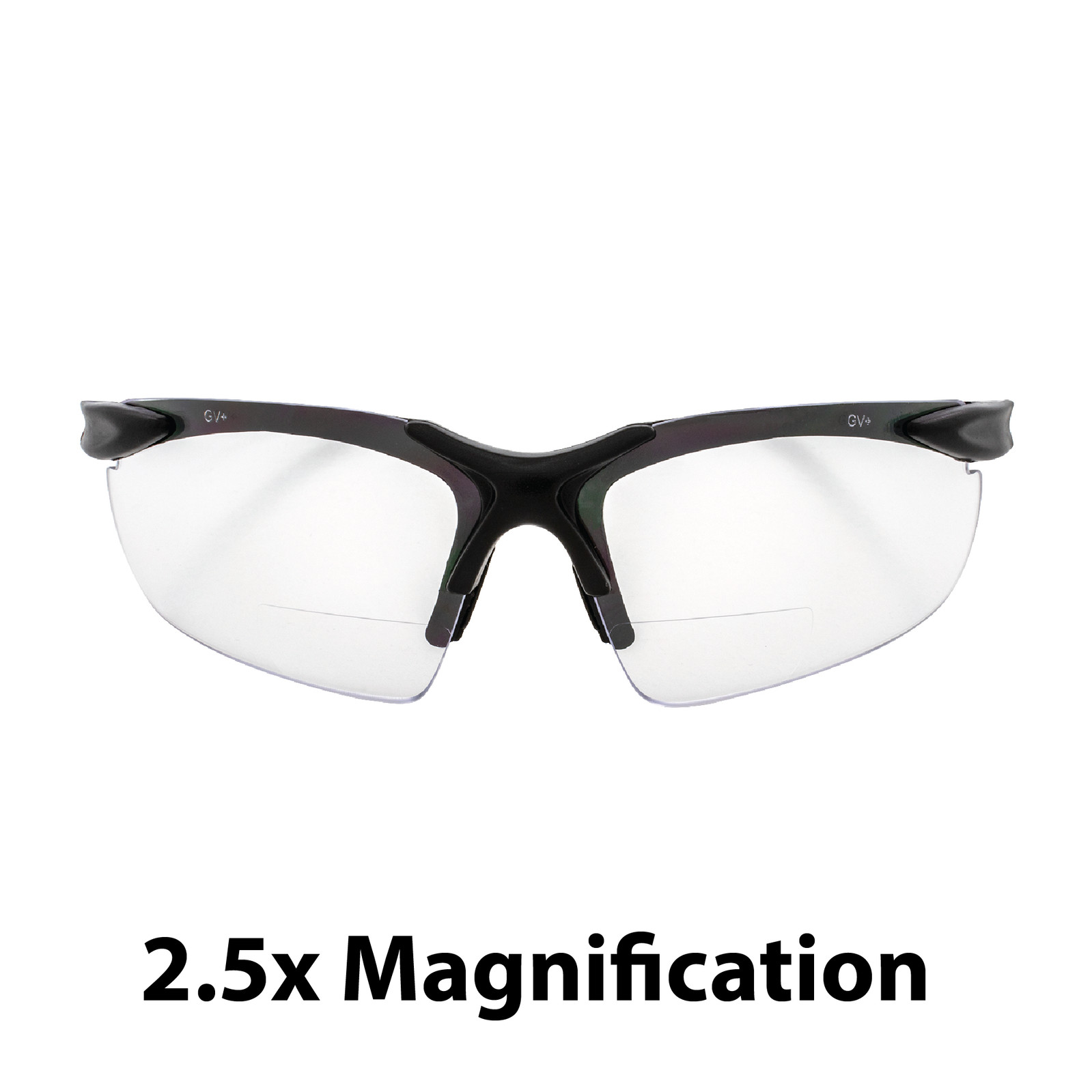 Apex Bifocal Safety Glasses 2.5 CLEAR Shatterproof Lenses Black Frame Z87.1