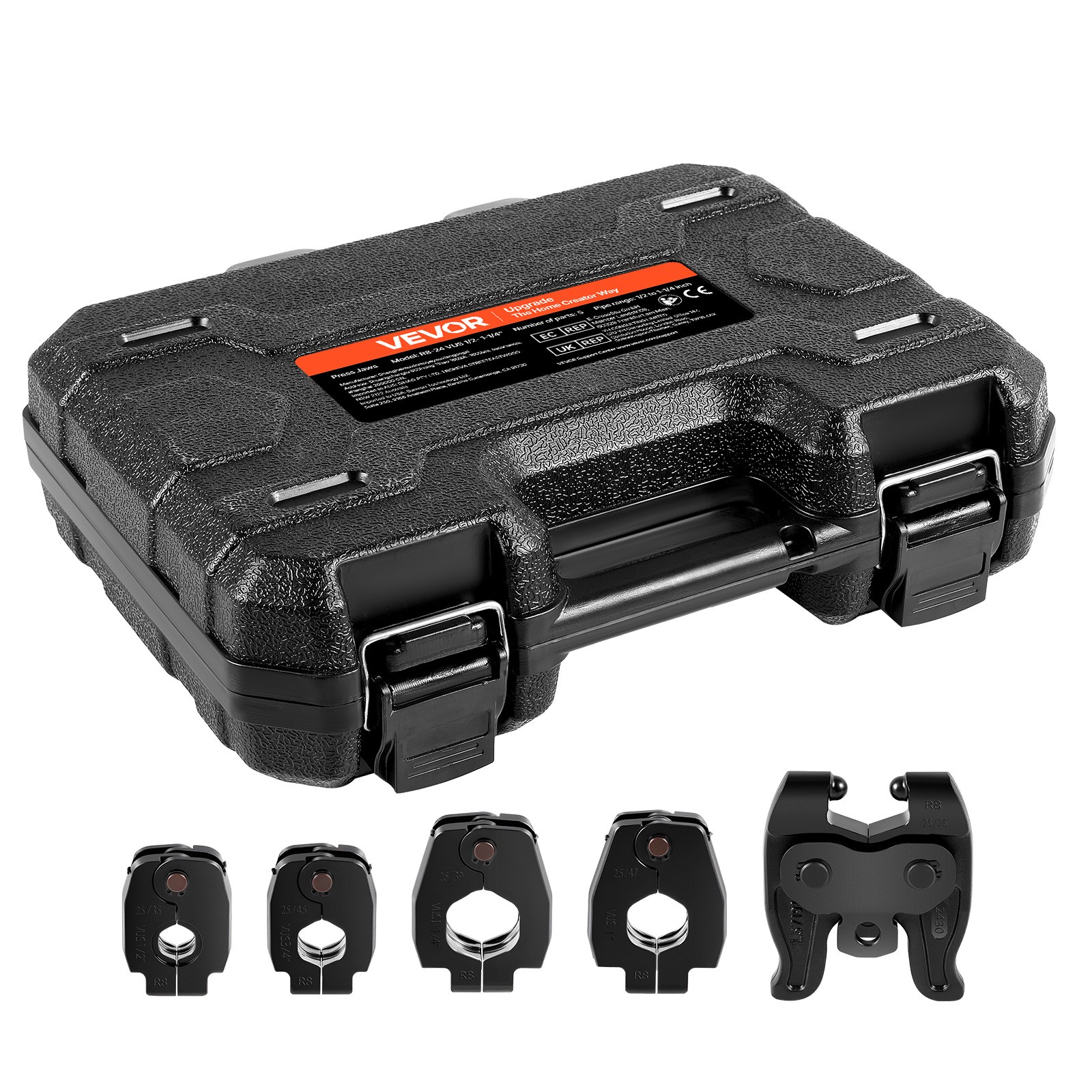 VEVOR 5PCS ProPress Pressing Kit 4PCS Press Rings 1/2″ to 1-1/4″ & R8 Actuator