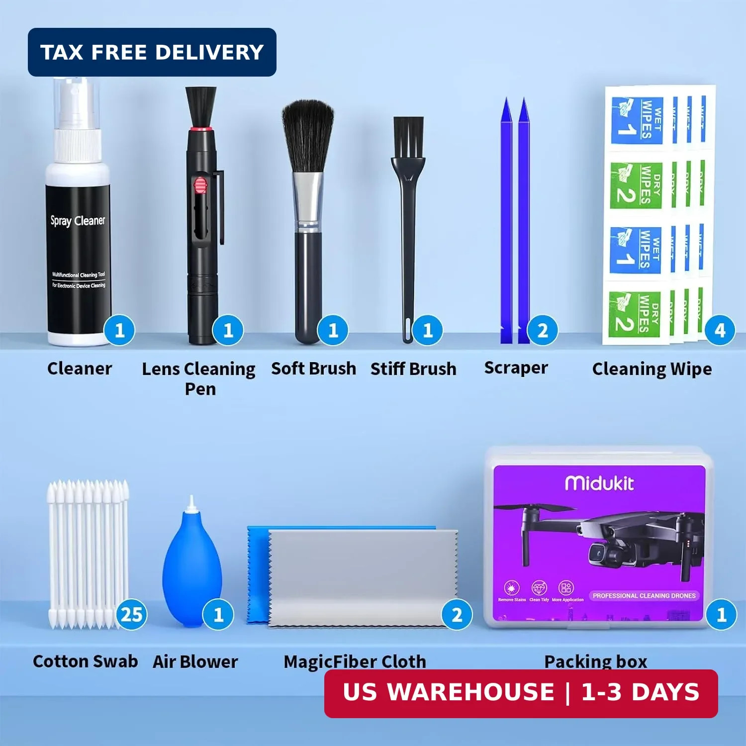 Drone Cleaning Kit for DJI, Holy Stone, Scoot, FPV Drone, Hobby RC Quadcopters M